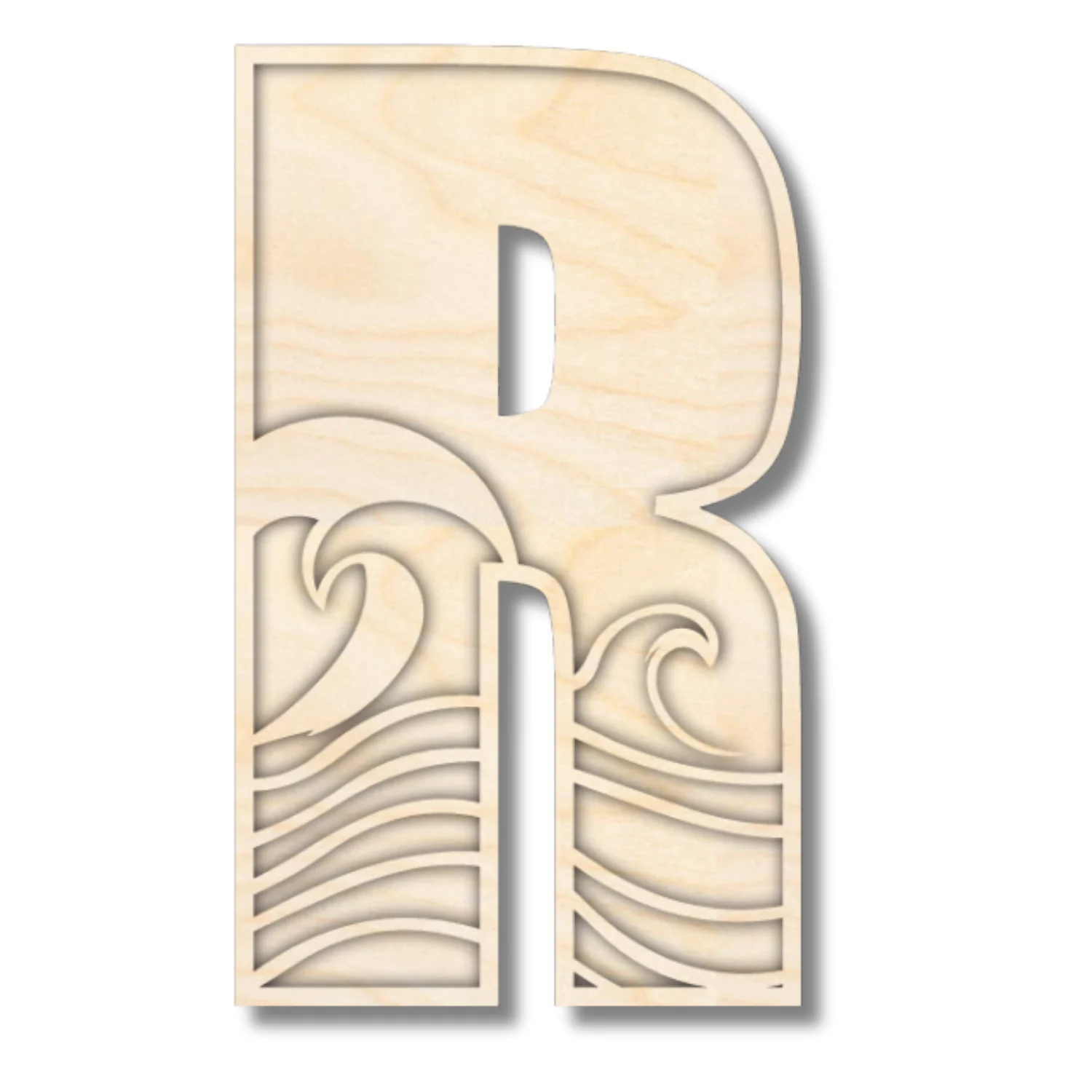 Unfinished Wood Layered Themed Letters | Wave | A-Z | 2 Piece | up to 24" - Image 21