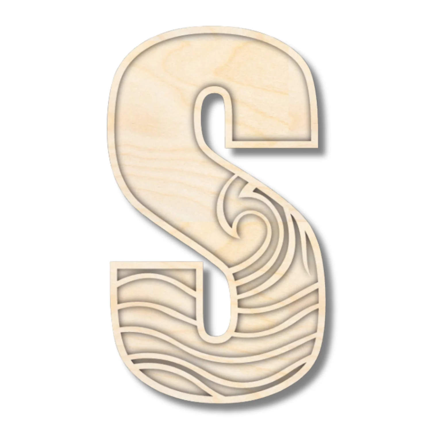 Unfinished Wood Layered Themed Letters | Wave | A-Z | 2 Piece | up to 24" - Image 22