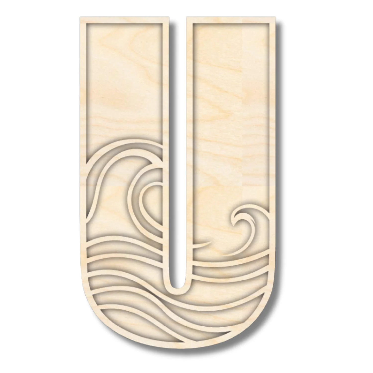 Unfinished Wood Layered Themed Letters | Wave | A-Z | 2 Piece | up to 24" - Image 24