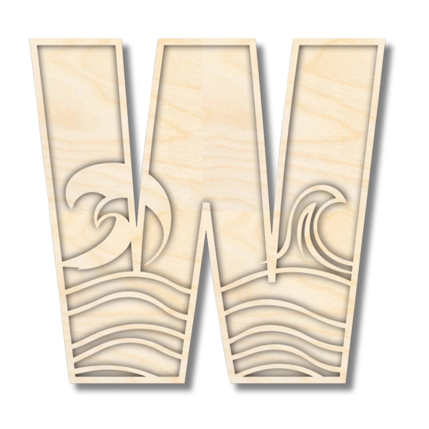 Unfinished Wood Layered Themed Letters | Wave | A-Z | 2 Piece | up to 24" - Image 26