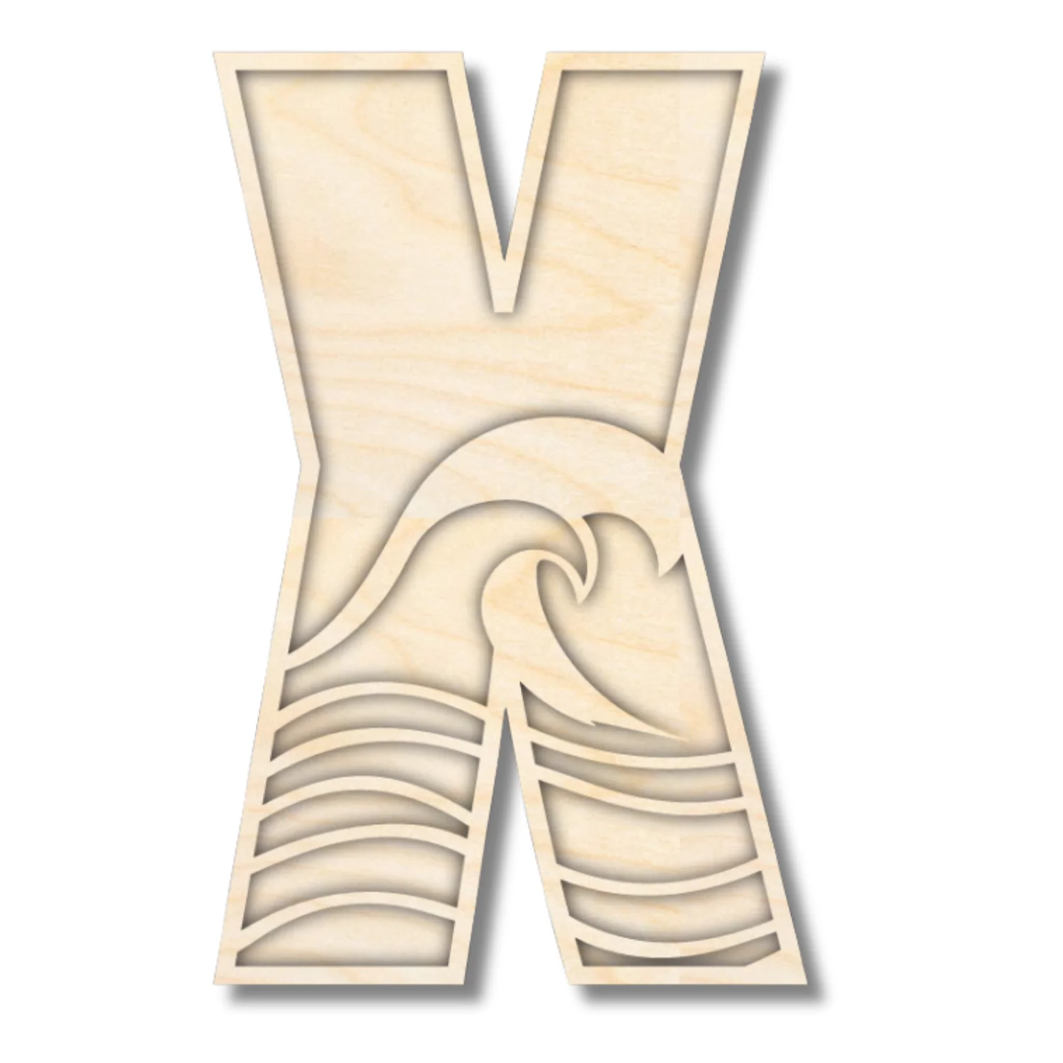 Unfinished Wood Layered Themed Letters | Wave | A-Z | 2 Piece | up to 24" - Image 27