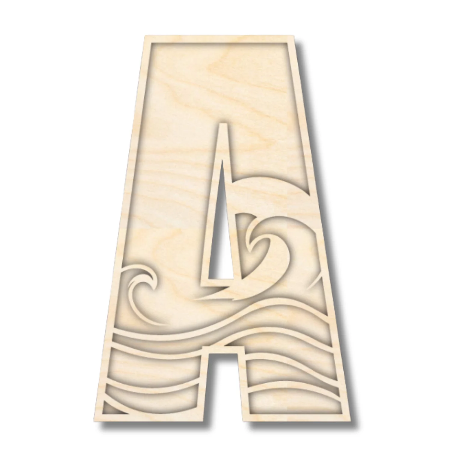 Unfinished Wood Layered Themed Letters | Wave | A-Z | 2 Piece | up to 24" - Image 4