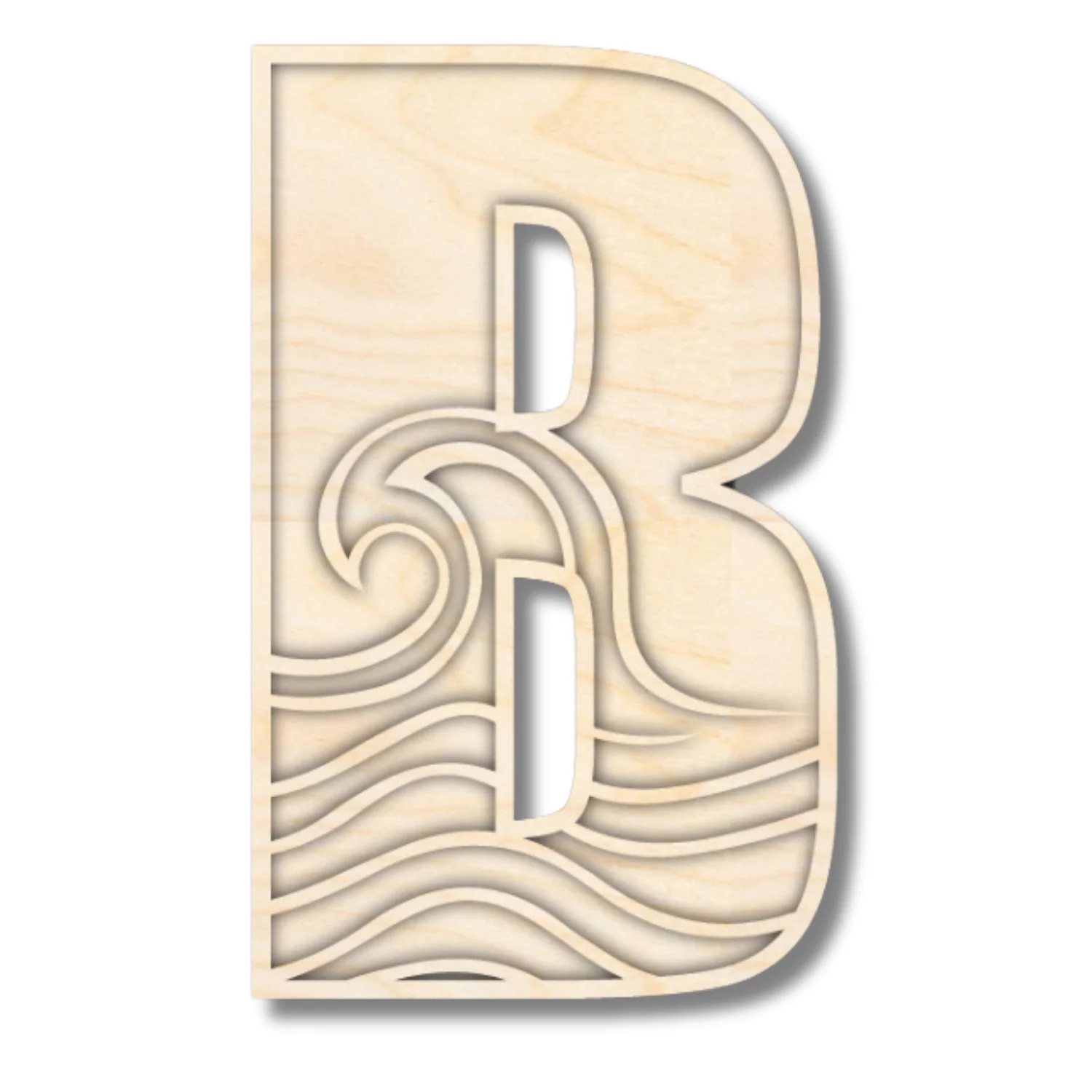 Unfinished Wood Layered Themed Letters | Wave | A-Z | 2 Piece | up to 24" - Image 5