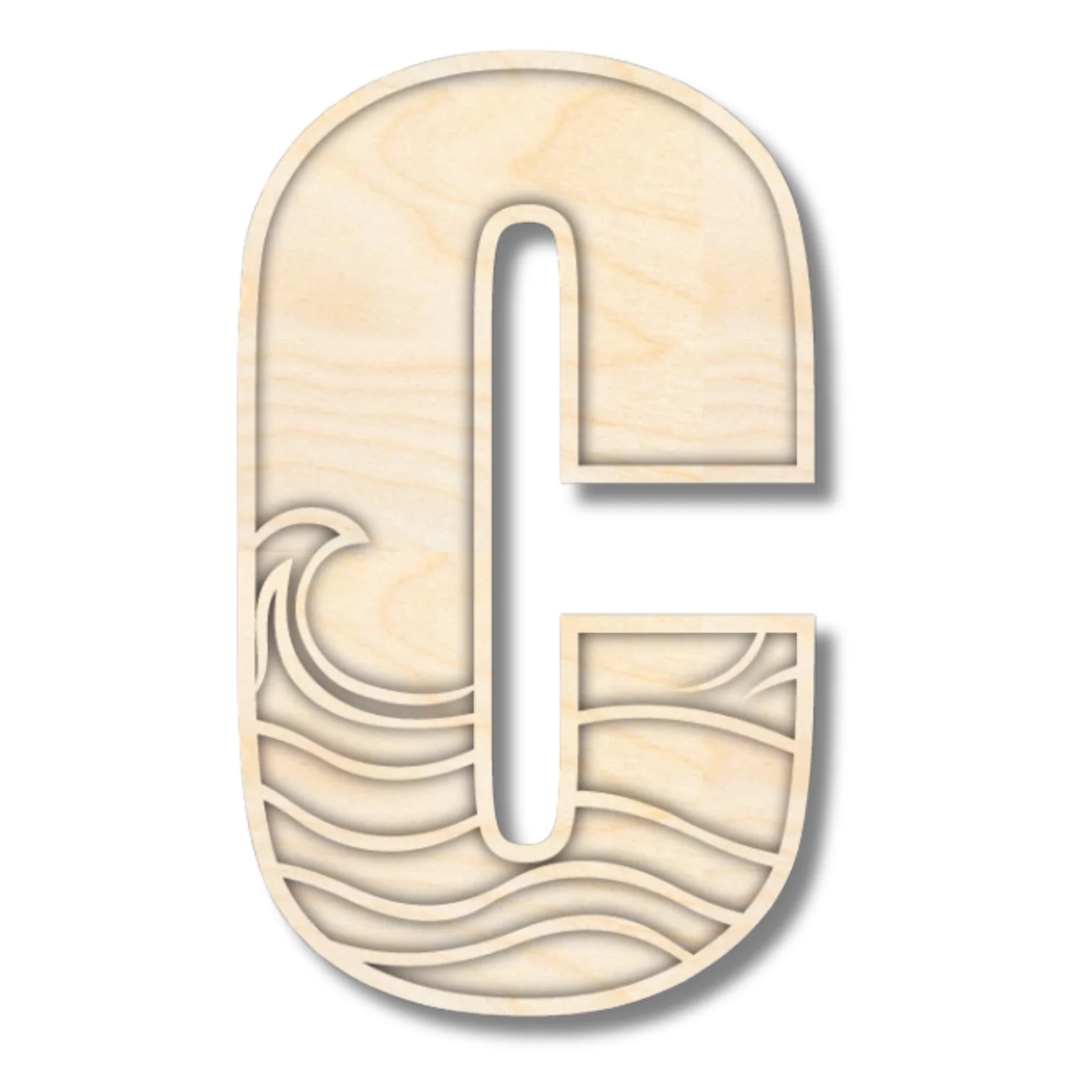 Unfinished Wood Layered Themed Letters | Wave | A-Z | 2 Piece | up to 24" - Image 6