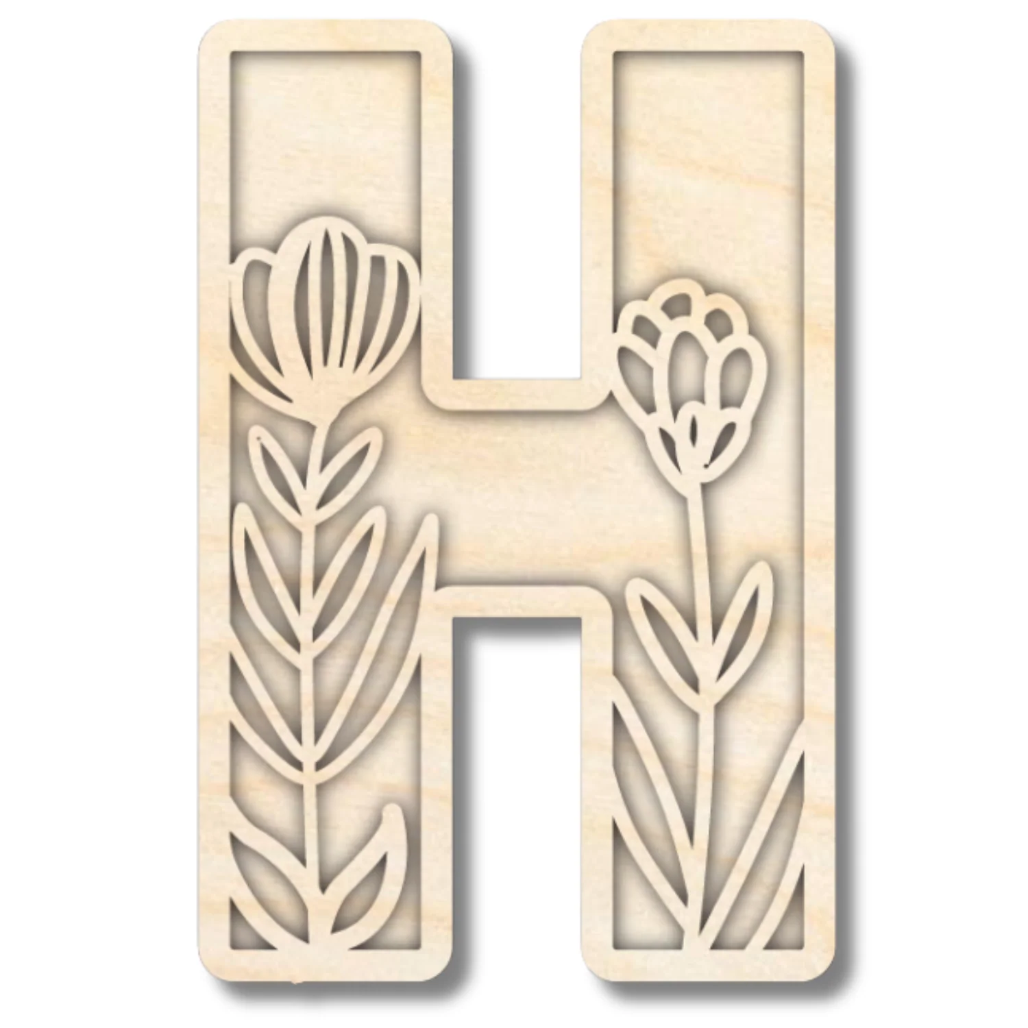 Unfinished Wood Layered Themed Letters | Wild Flowers | A-Z | 2 Piece | up to 24" - Image 11