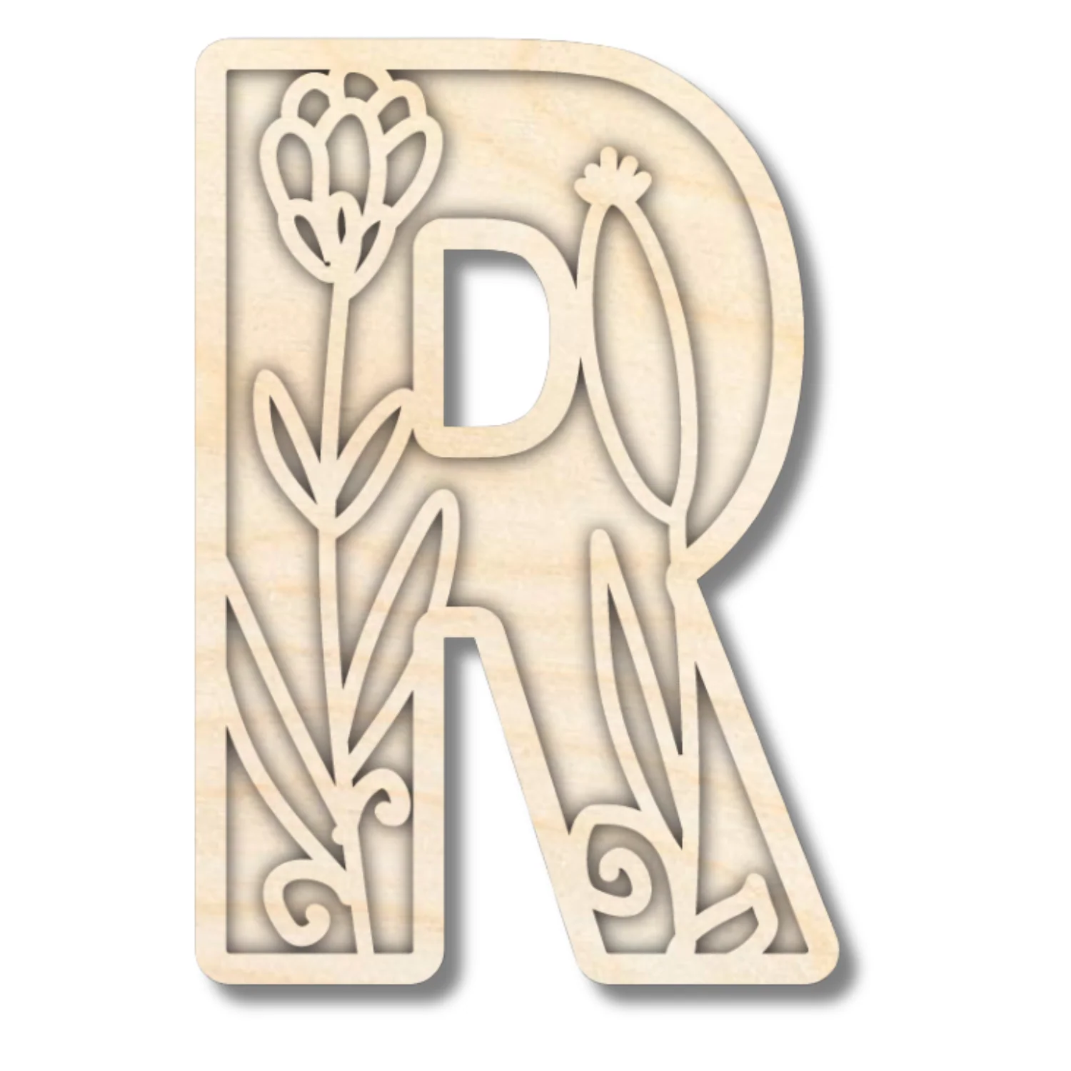 Unfinished Wood Layered Themed Letters | Wild Flowers | A-Z | 2 Piece | up to 24" - Image 21