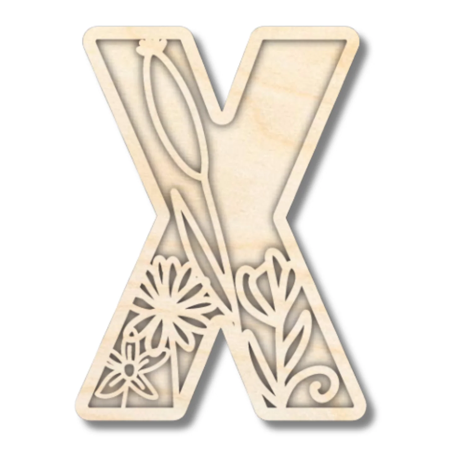 Unfinished Wood Layered Themed Letters | Wild Flowers | A-Z | 2 Piece | up to 24" - Image 27