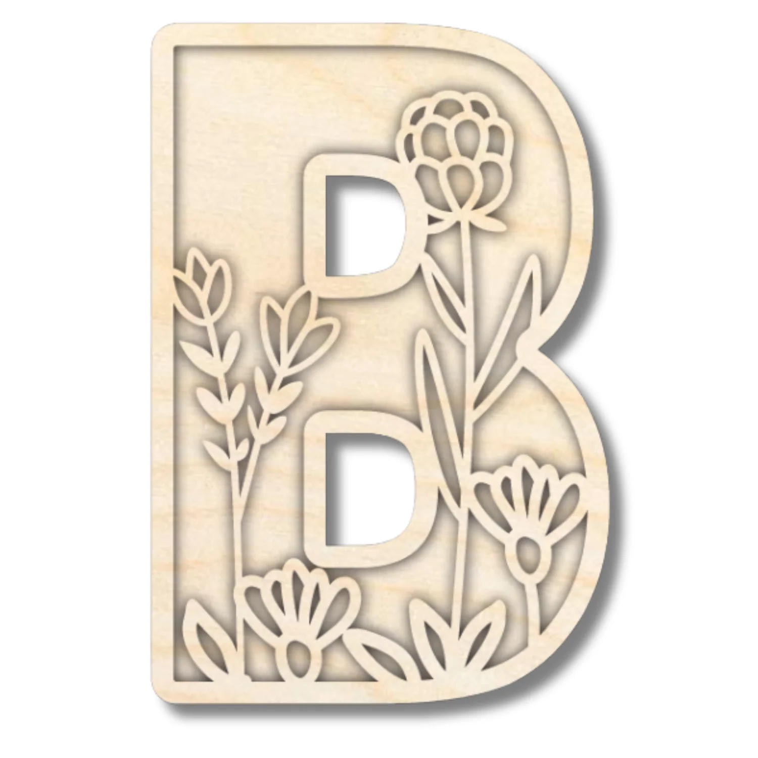 Unfinished Wood Layered Themed Letters | Wild Flowers | A-Z | 2 Piece | up to 24" - Image 5