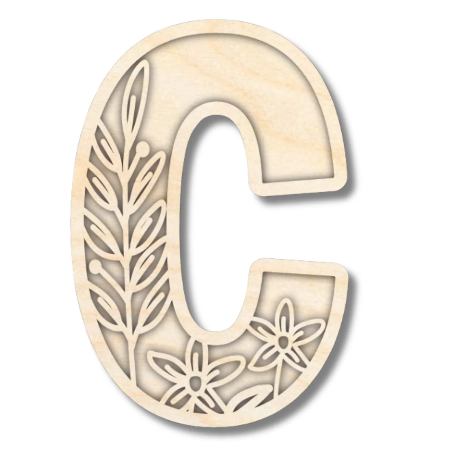 Unfinished Wood Layered Themed Letters | Wild Flowers | A-Z | 2 Piece | up to 24" - Image 6