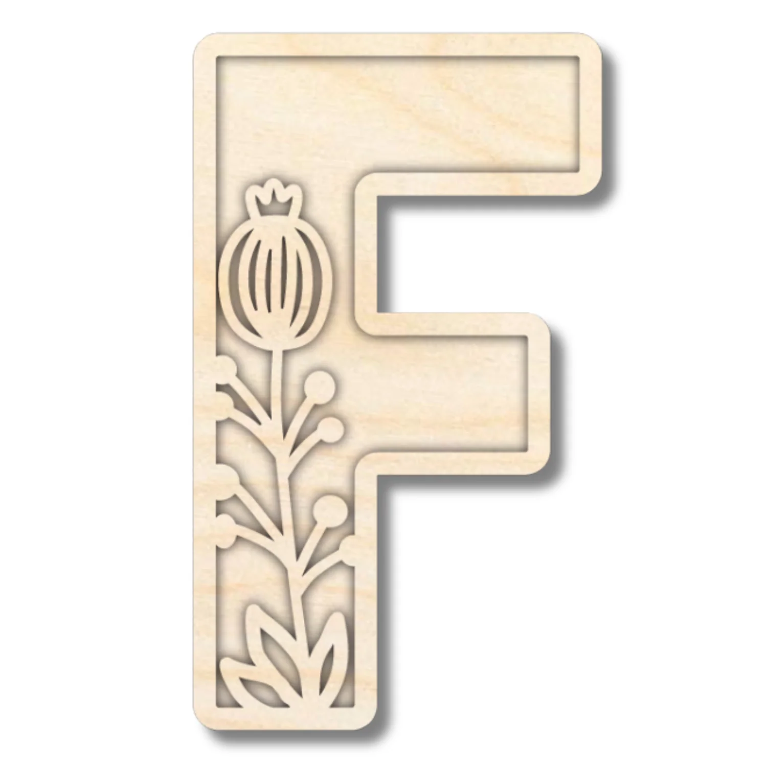 Unfinished Wood Layered Themed Letters | Wild Flowers | A-Z | 2 Piece | up to 24" - Image 9