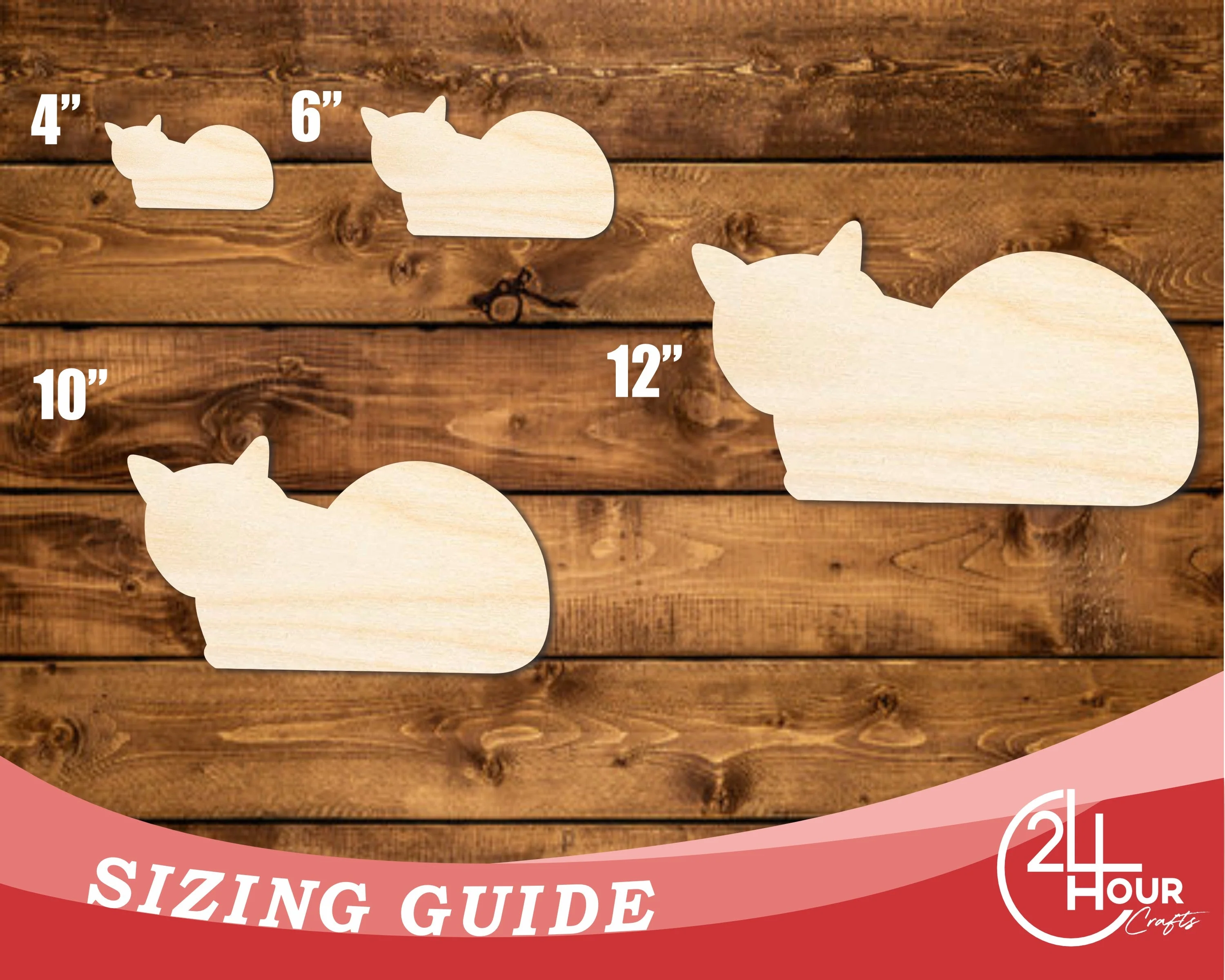 Unfinished Wood Laying Cat Shape | DIY Craft Cutout | up to 46" DIY - Image 3