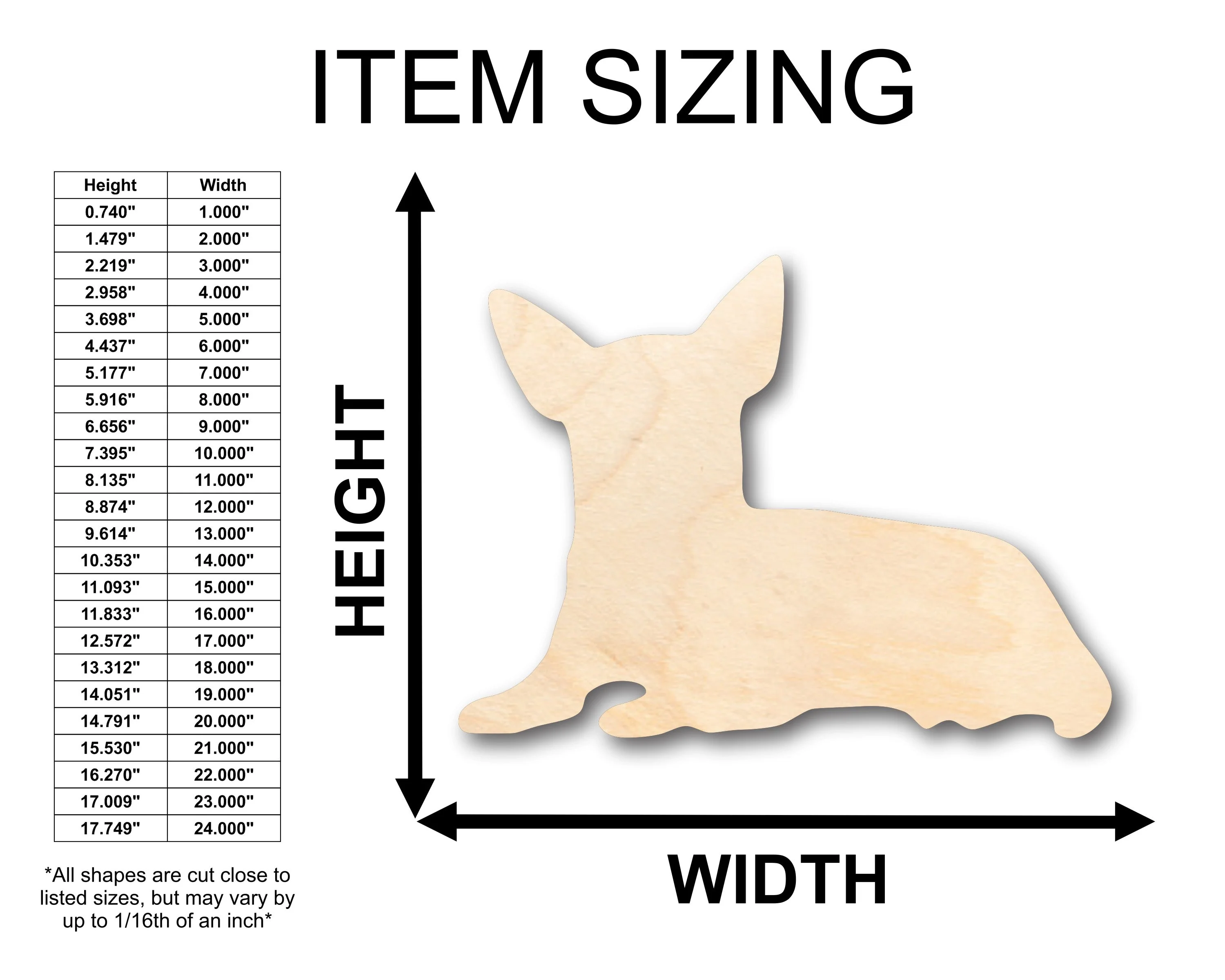 Unfinished Wood Laying Chihuahua Shape - Craft - up to 46" DIY - Image 2