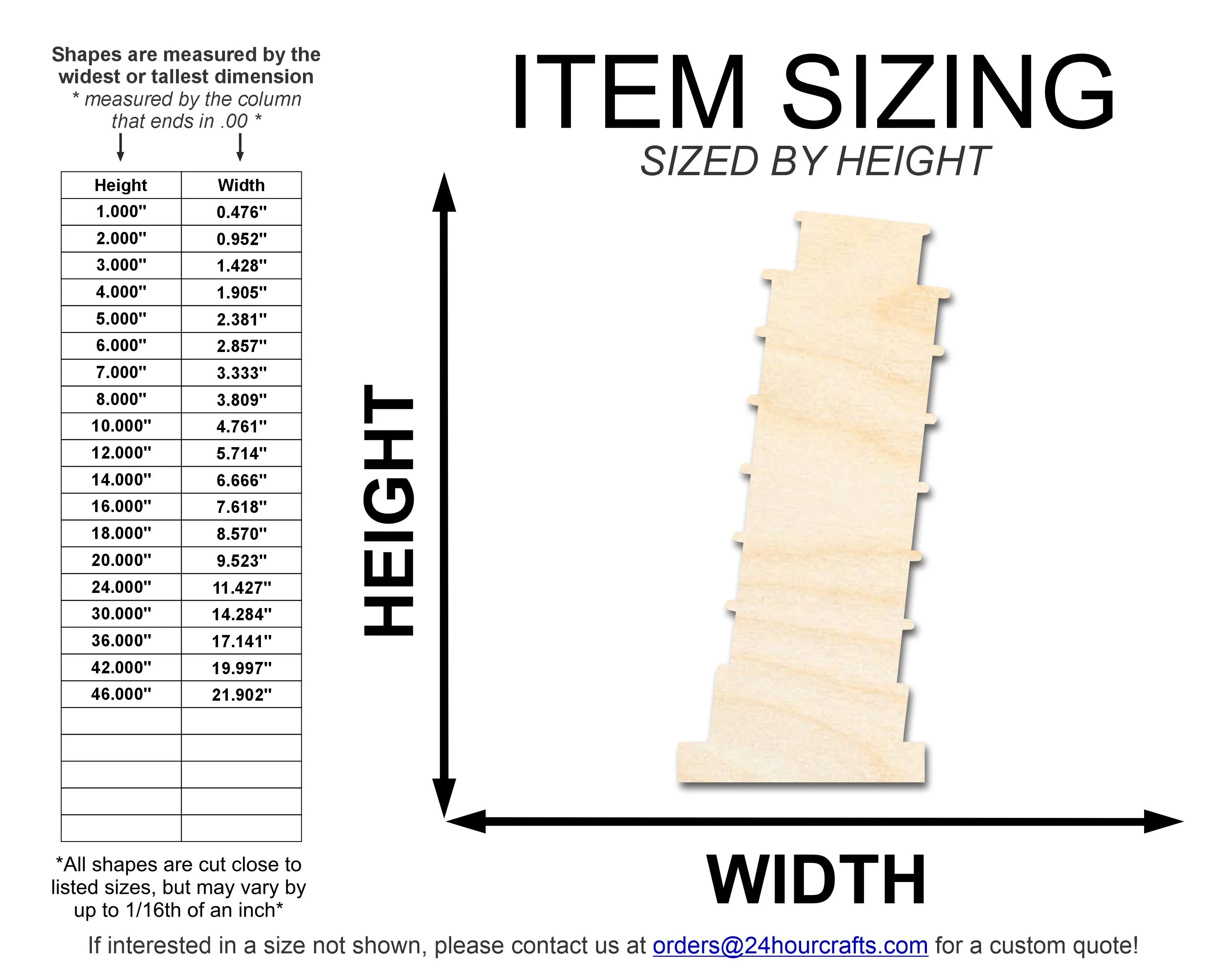 Unfinished Wood Leaning Tower of Pisa Shape | DIY Craft Cutout | up to 46" DIY - Image 2