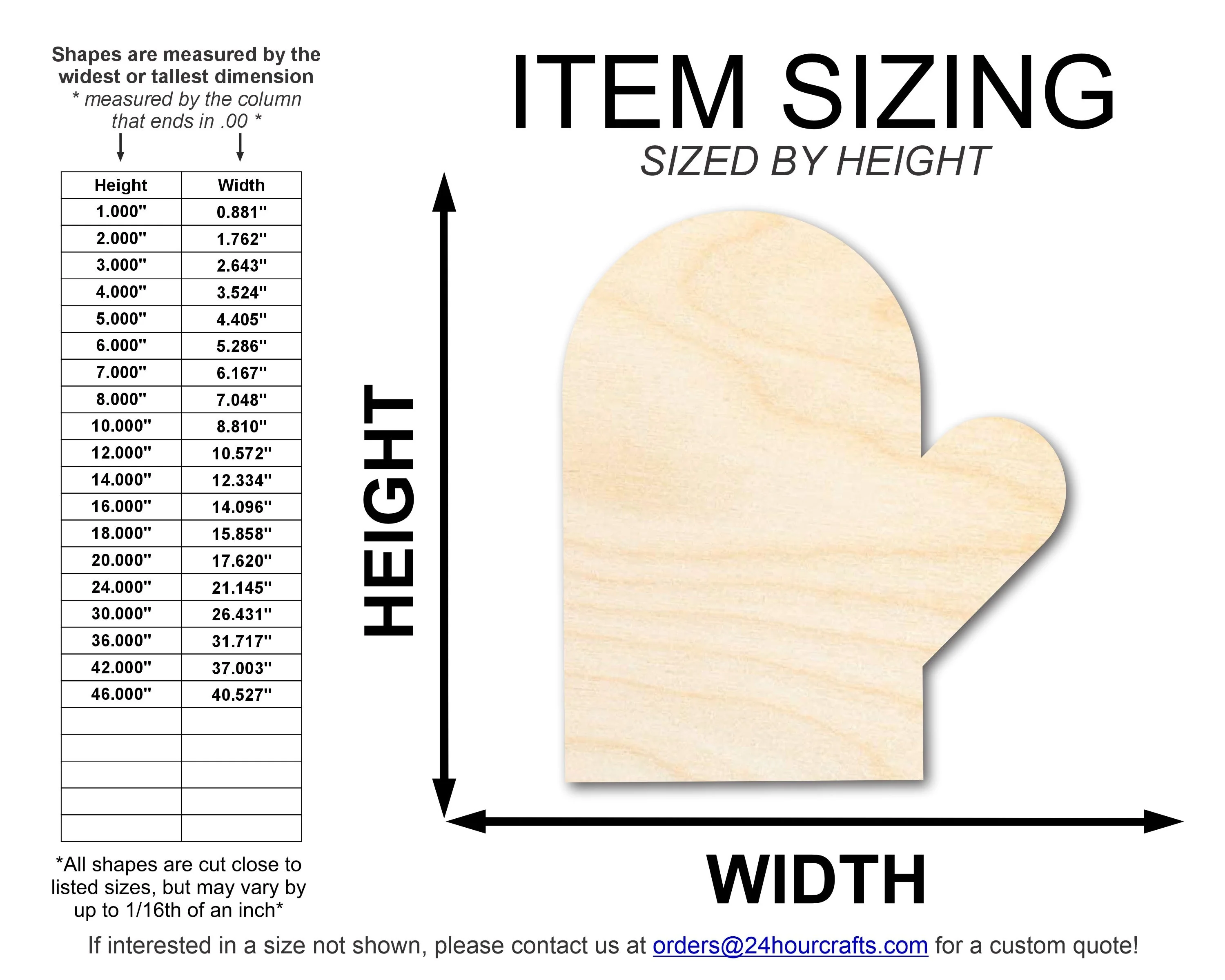 Unfinished Wood Left Oven Mit Shape | DIY Craft Cutout | up to 46" DIY - Image 2