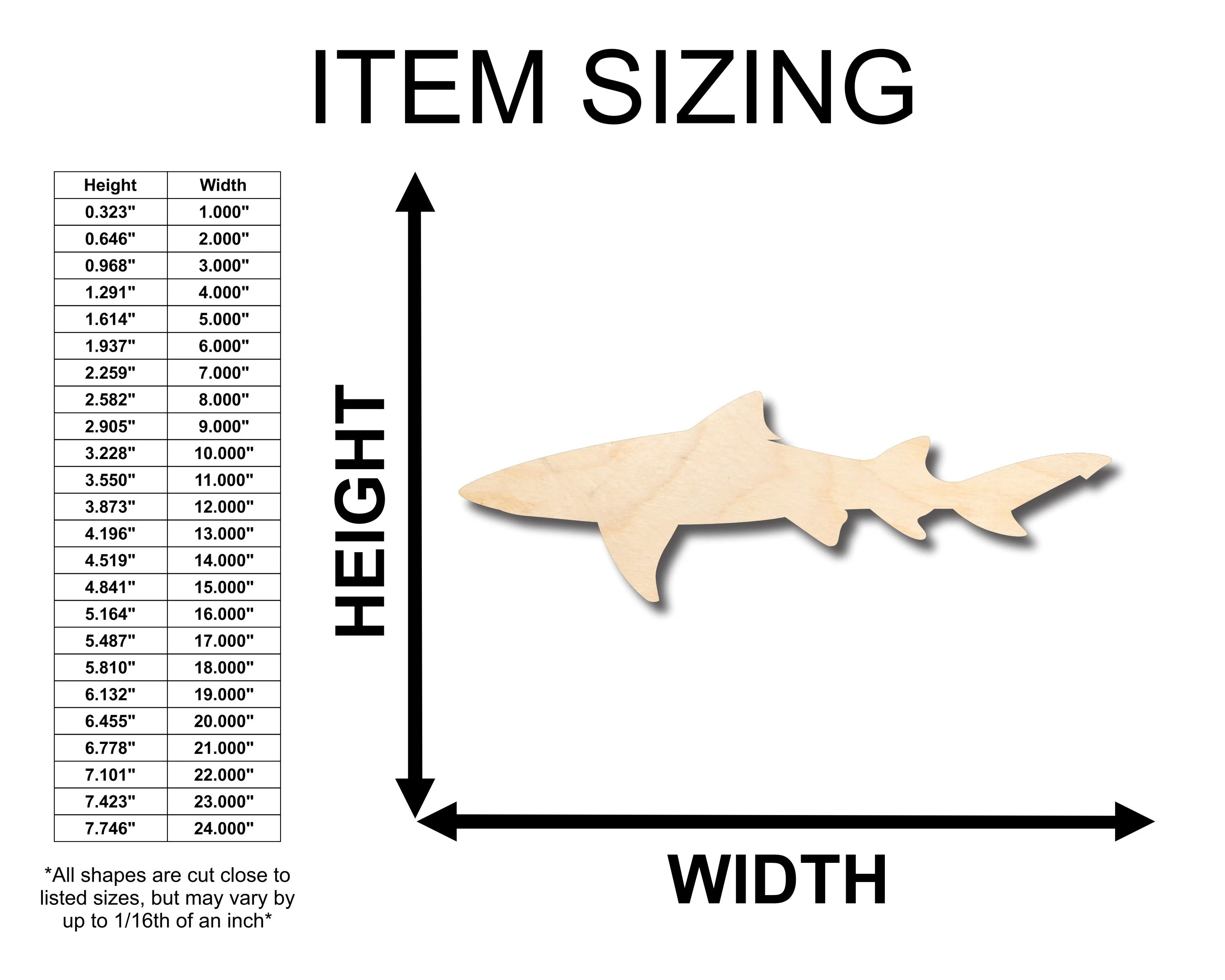Unfinished Wood Lemon Shark Shape - Craft - up to 46" DIY - Image 2
