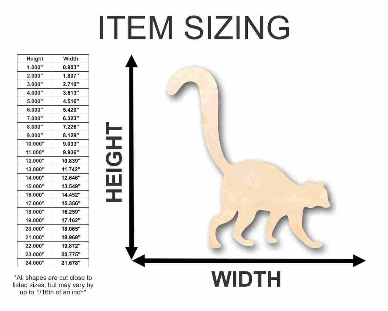 Unfinished Wood Lemur Shape - Animal - Craft - up to 46" DIY - Image 2