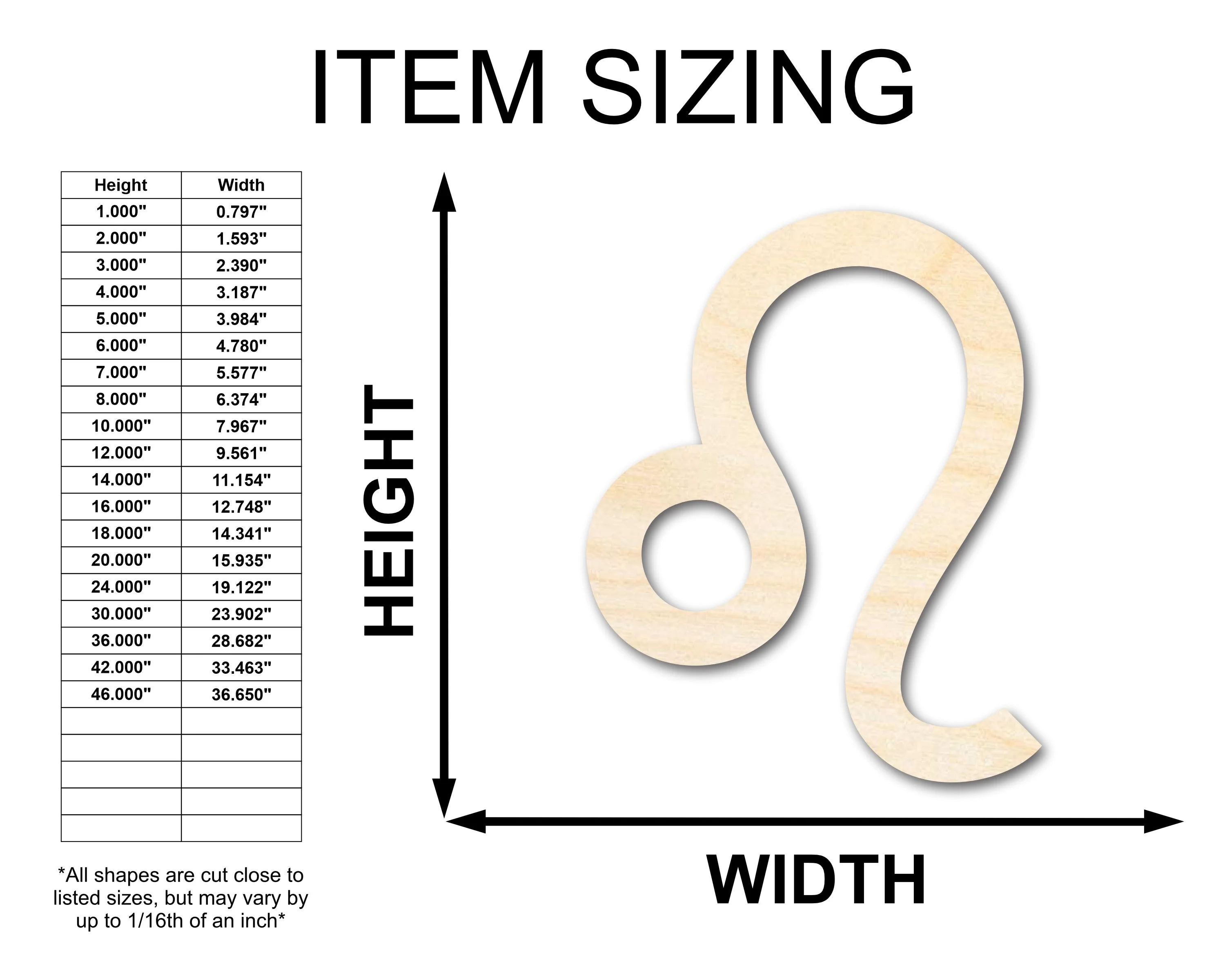 Unfinished Wood Leo Sign Shape - Zodiac Craft - up to 46" - Image 2