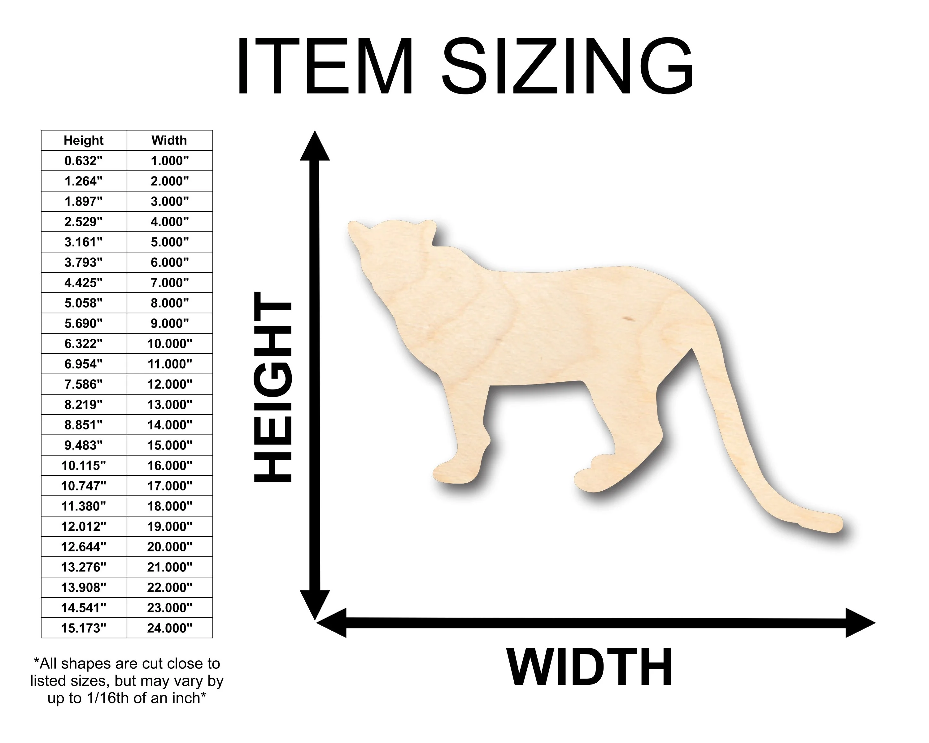 Unfinished Wood Leopard Cheetah Lion Big Cat Shape - Craft - up to 46" DIY - Image 2