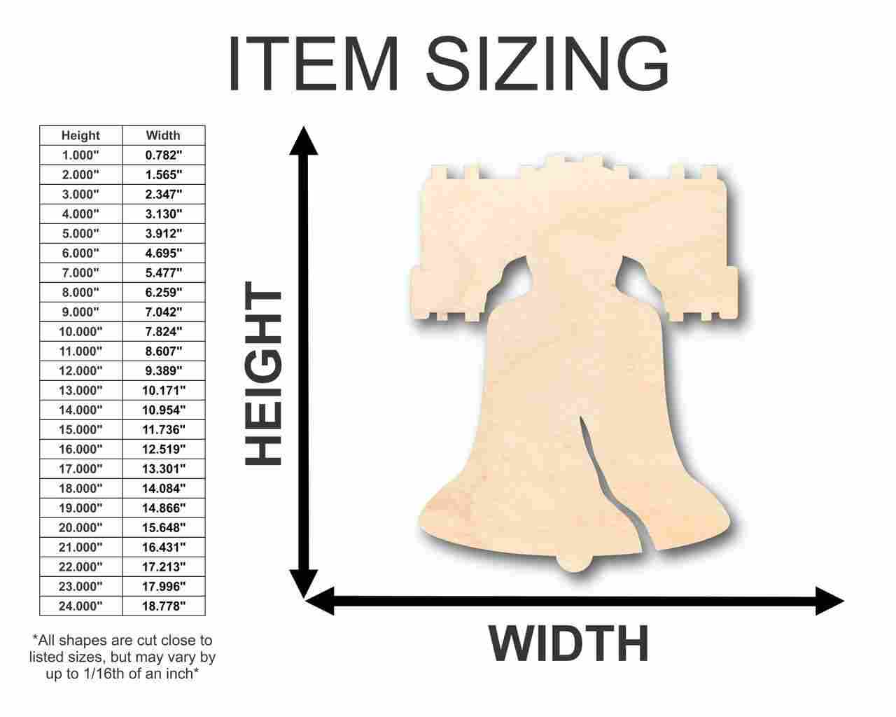Unfinished Wood Liberty Bell Shape - Patriotic - 4th of July - Craft - up to 46" DIY - Image 2
