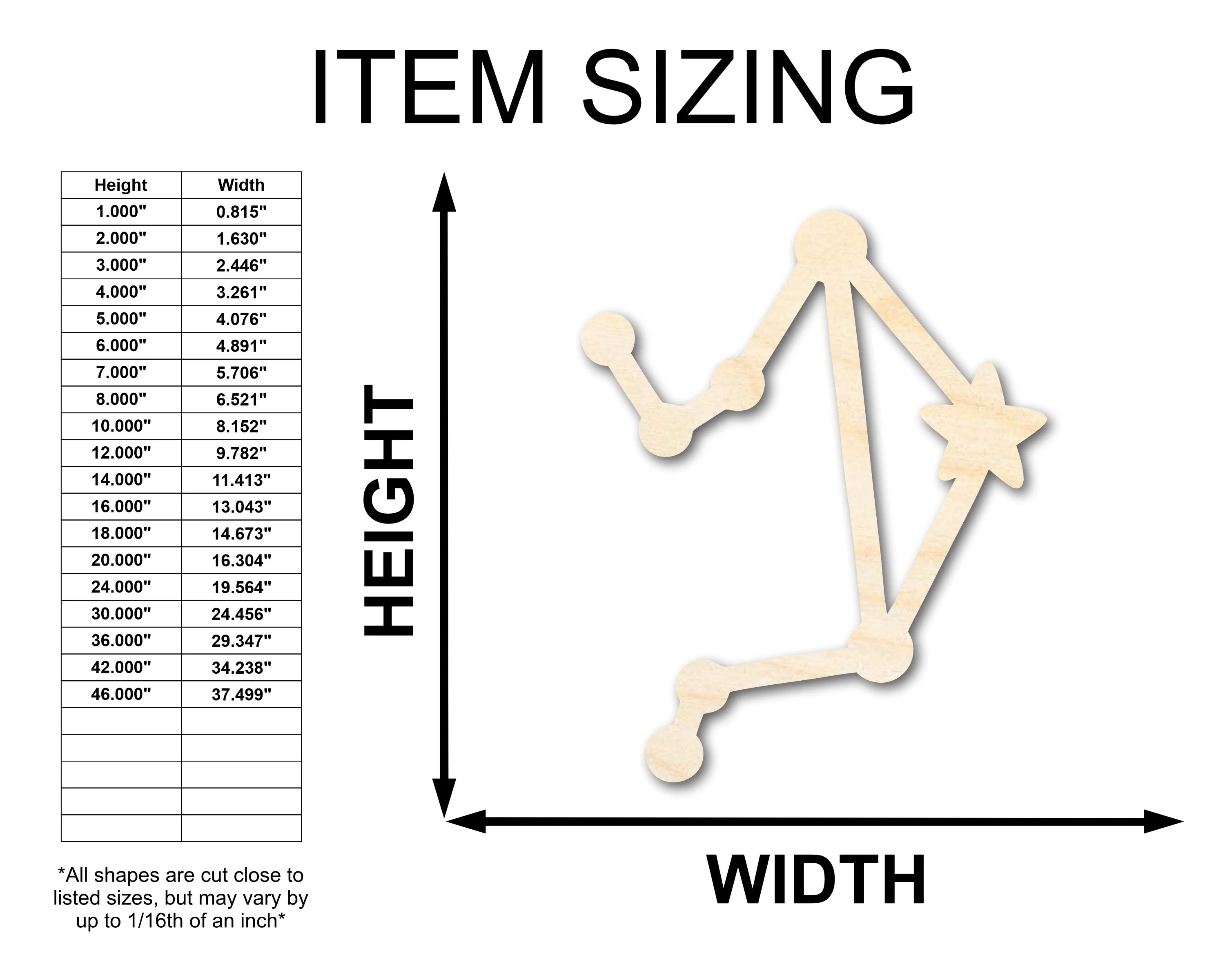 Unfinished Wood Libra Constellation Shape - Zodiac Craft - up to 46" - Image 2