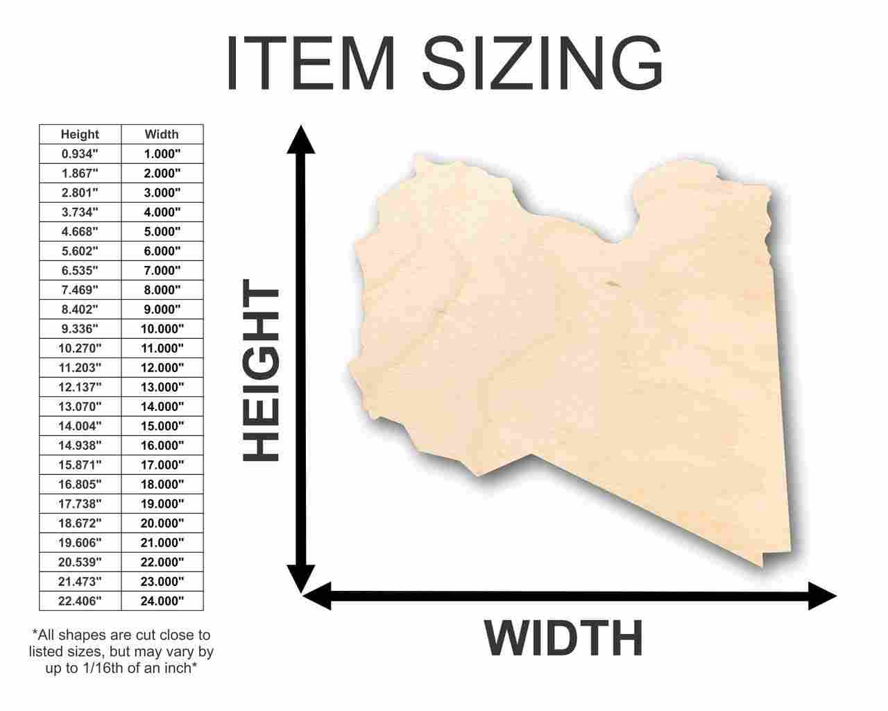 Unfinished Wood Libya Shape - Country - Craft - up to 46" DIY - Image 2