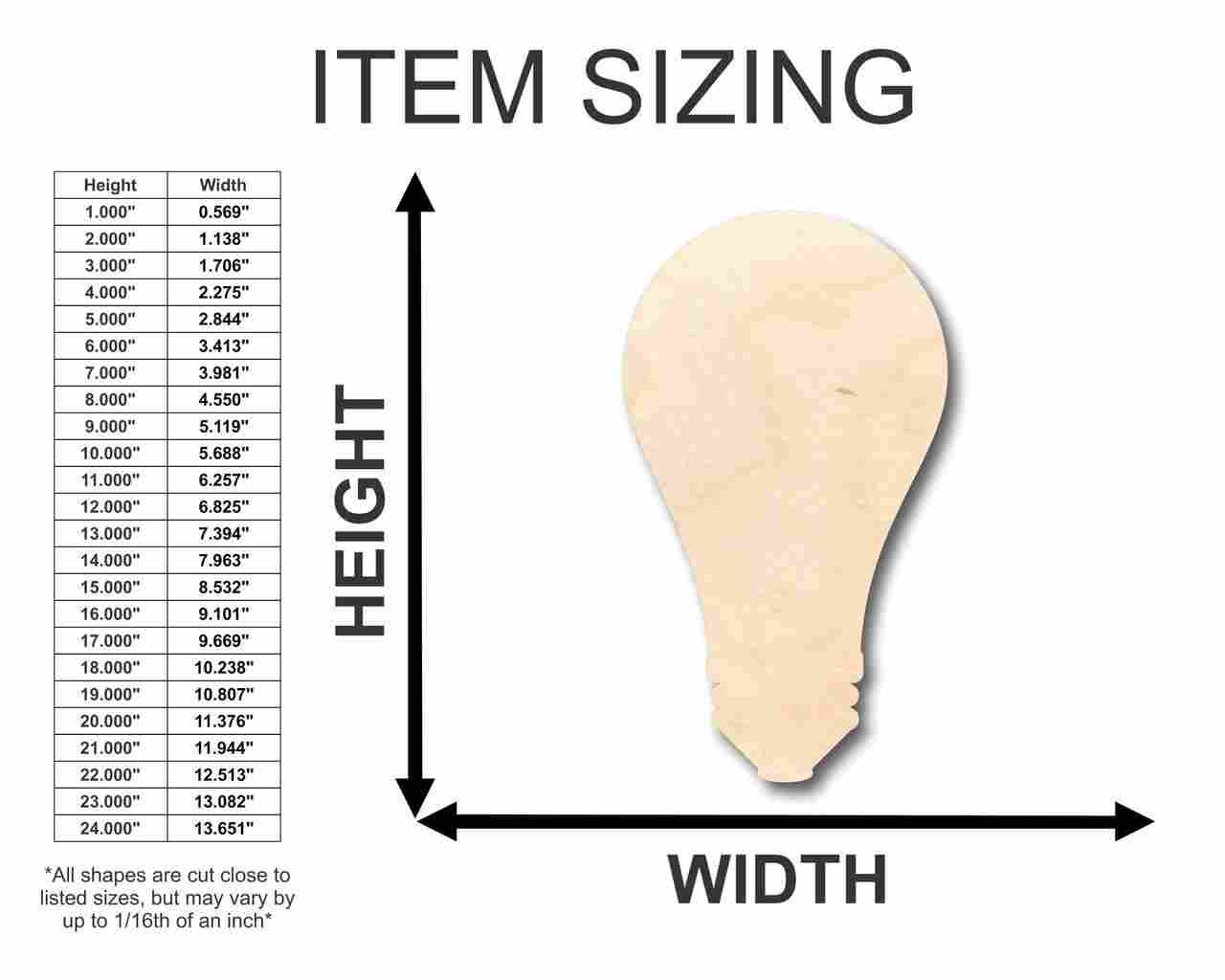 Unfinished Wood Light Bulb Shape - Idea - Craft - up to 46" DIY - Image 2