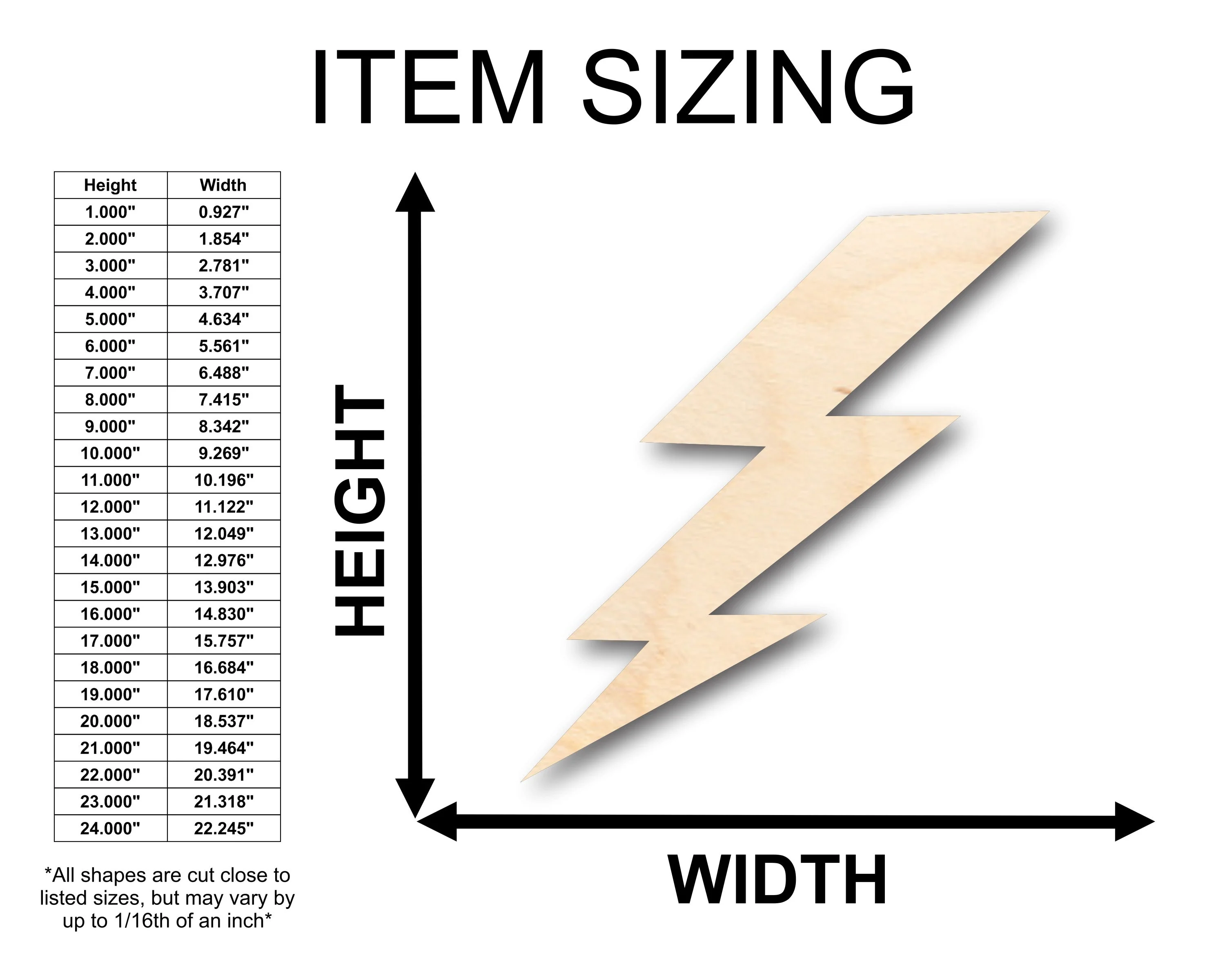 Unfinished Wood Lightening Bolt Shape - Craft - up to 46" DIY - Image 2
