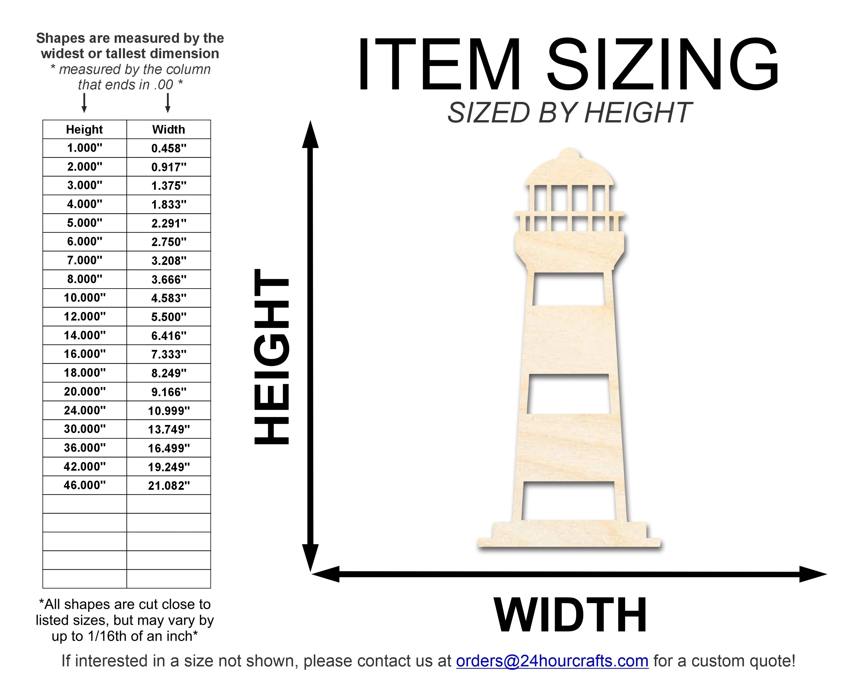 Unfinished Wood Lighthouse Shape | DIY Craft Cutout | up to 46" DIY - Image 2