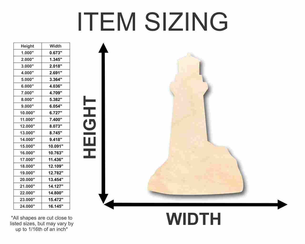 Unfinished Wood Lighthouse Shape - Ocean - Beach - Nursery - Craft - up to 46" DIY - Image 2