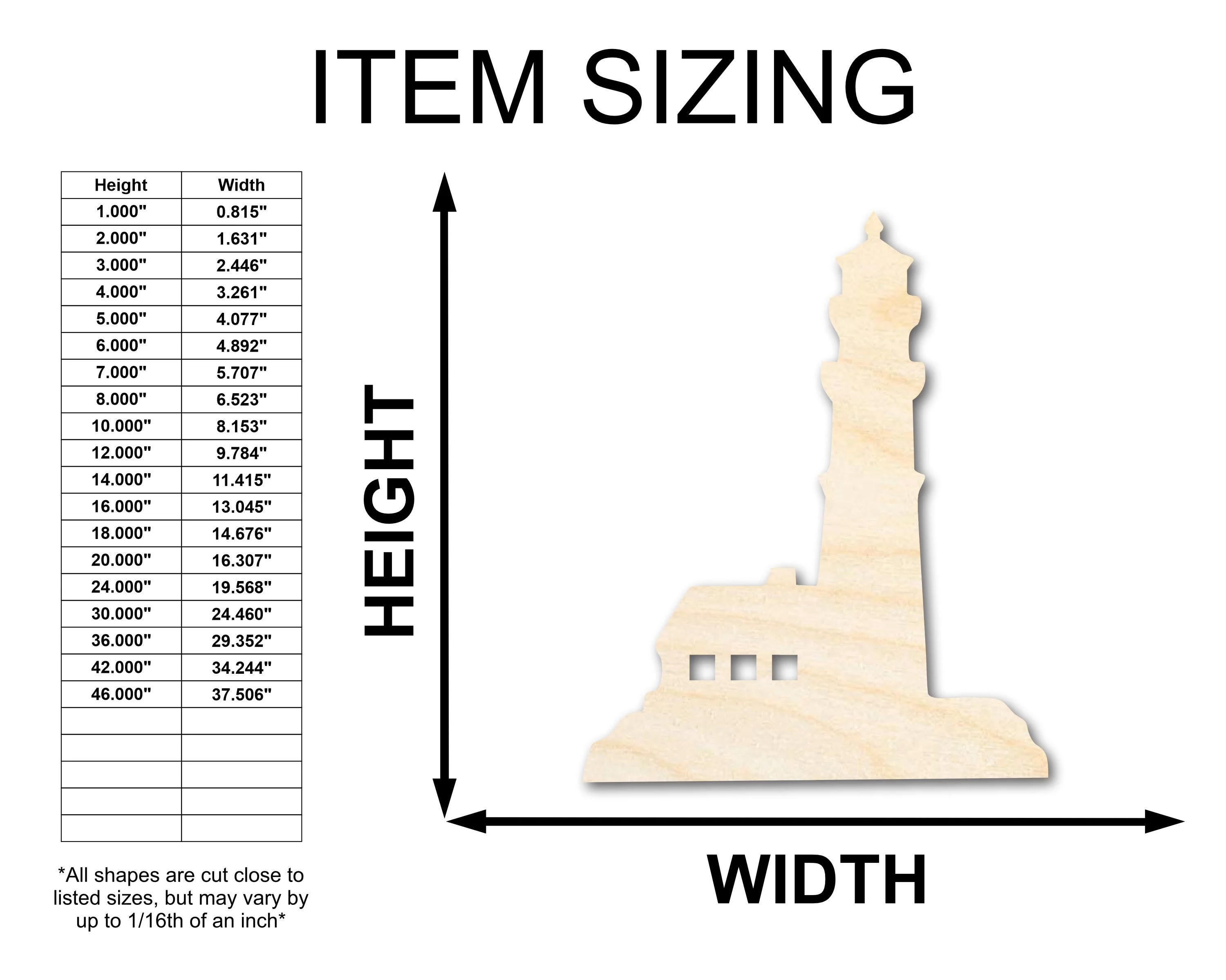 Unfinished Wood Lighthouse Silhouette - Craft - up to 46" DIY - Image 2