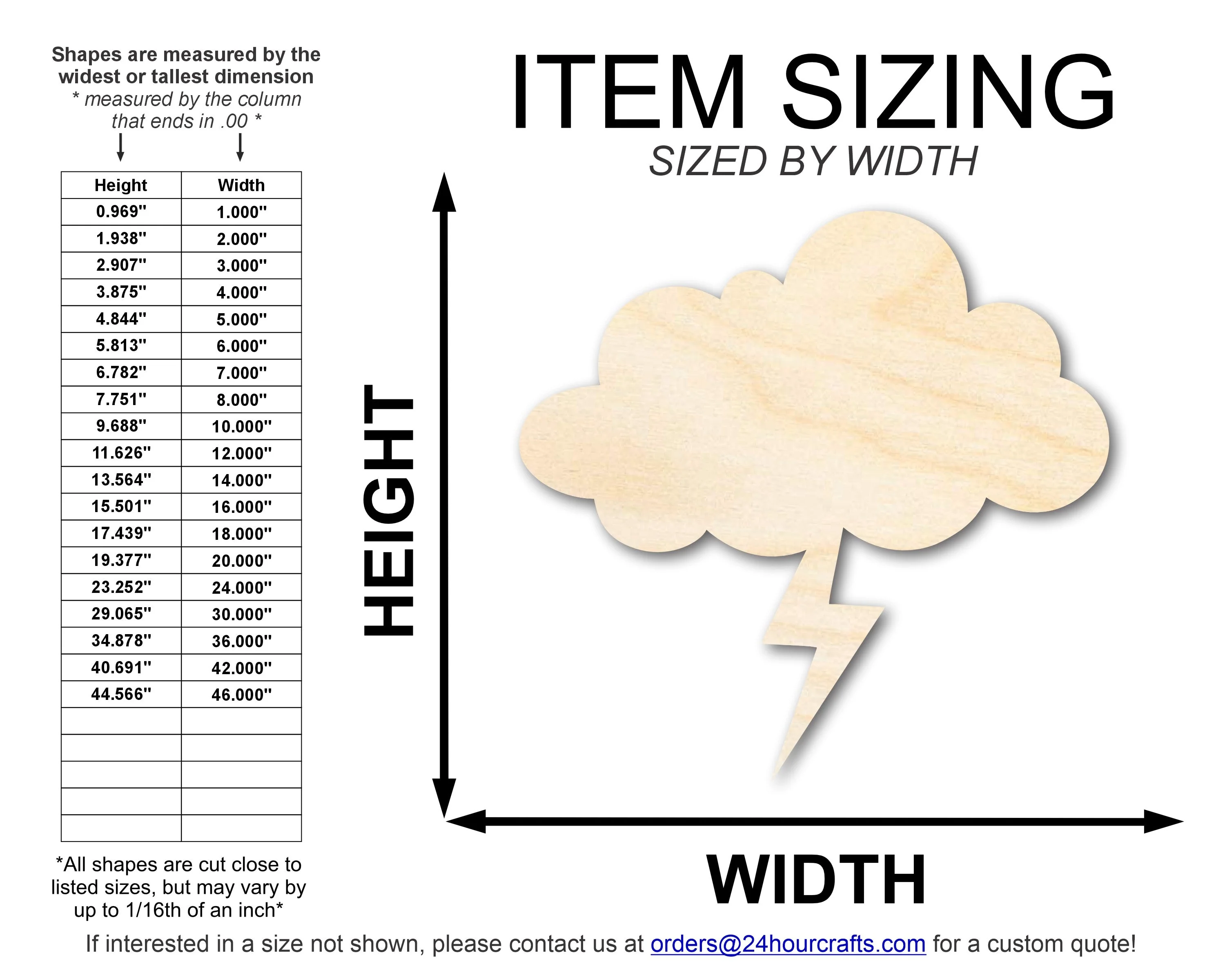 Unfinished Wood Lightning Cloud Shape | DIY Craft Cutout | up to 46" DIY - Image 2