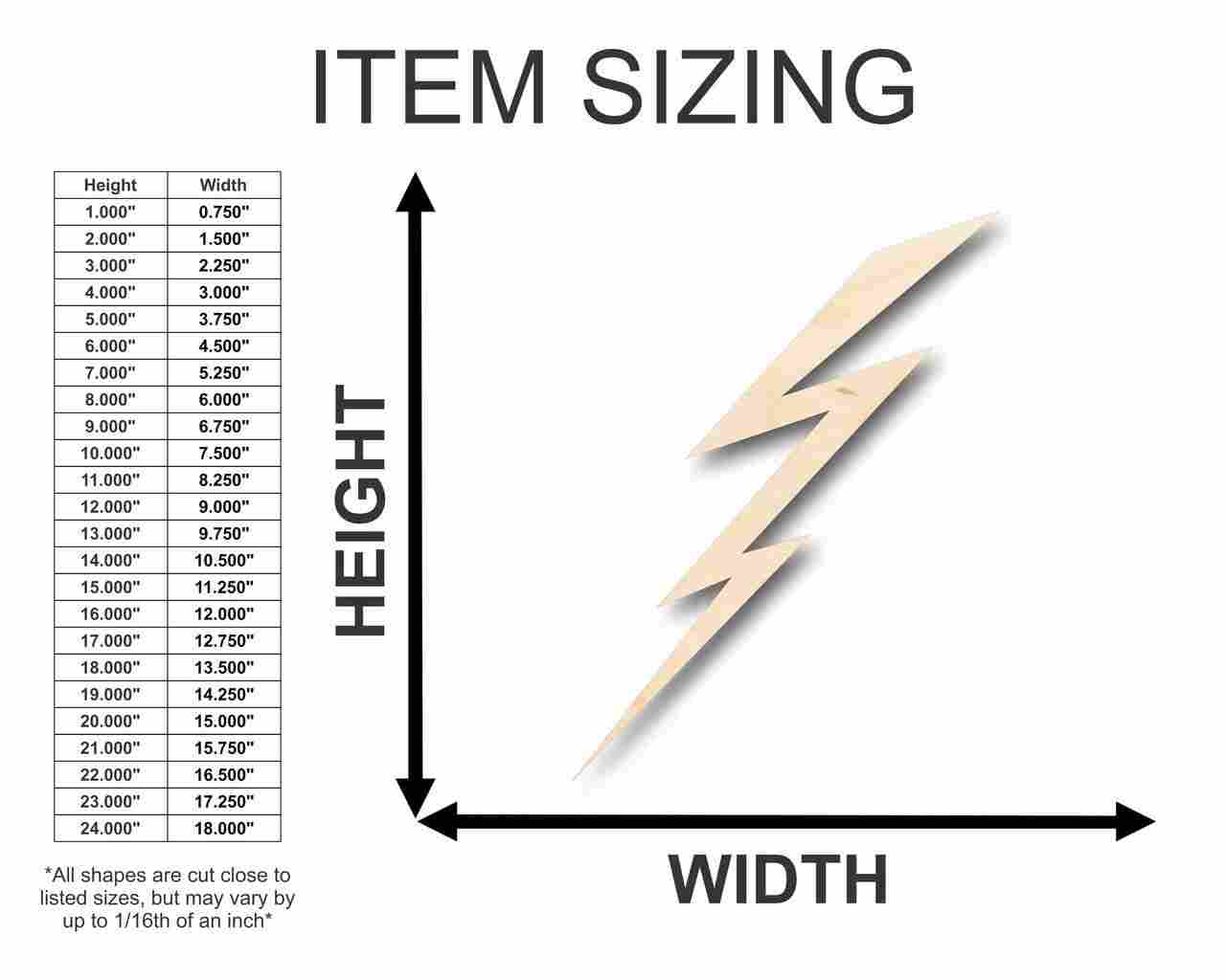 Unfinished Wood Lightning Shape - Weather - Craft - up to 46" DIY - Image 2
