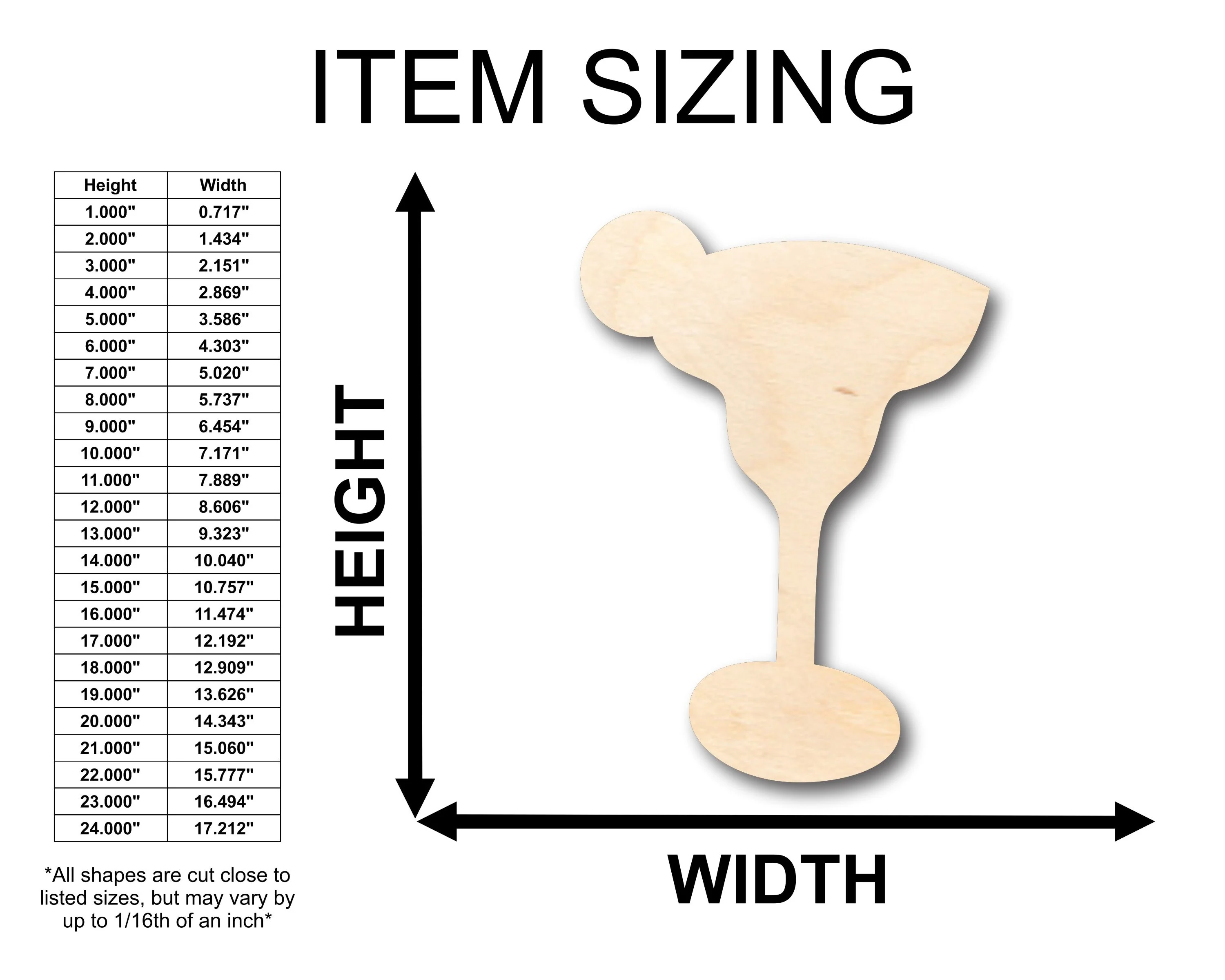 Unfinished Wood Lime Margarita Glass Shape - Craft - up to 46" DIY - Image 2