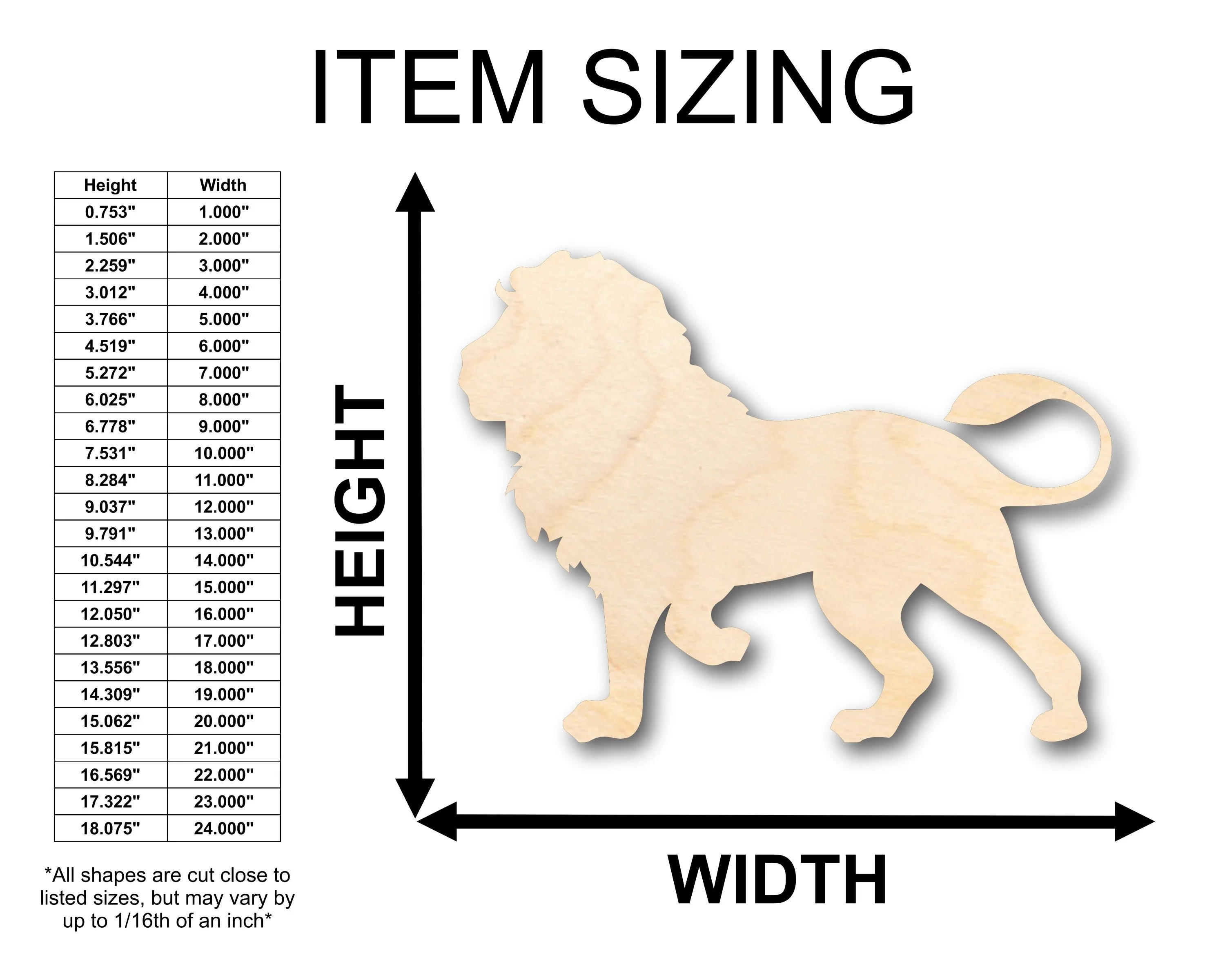 Unfinished Wood Lion Shape - Africa - Craft - up to 46" DIY - Image 2