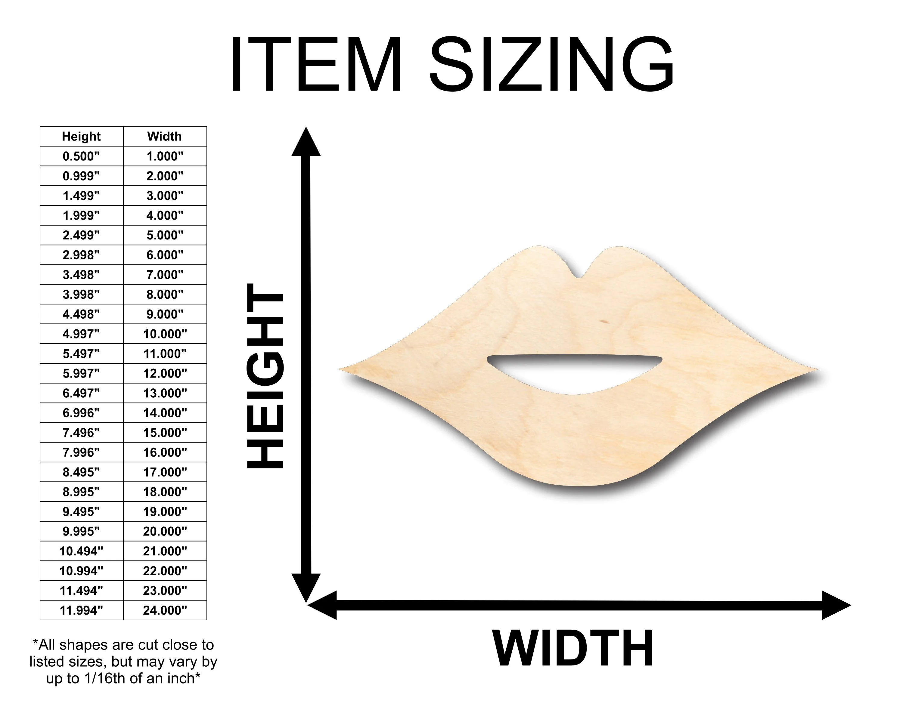 Unfinished Wood Lips Kiss Shape - Craft - up to 46" DIY - Image 2
