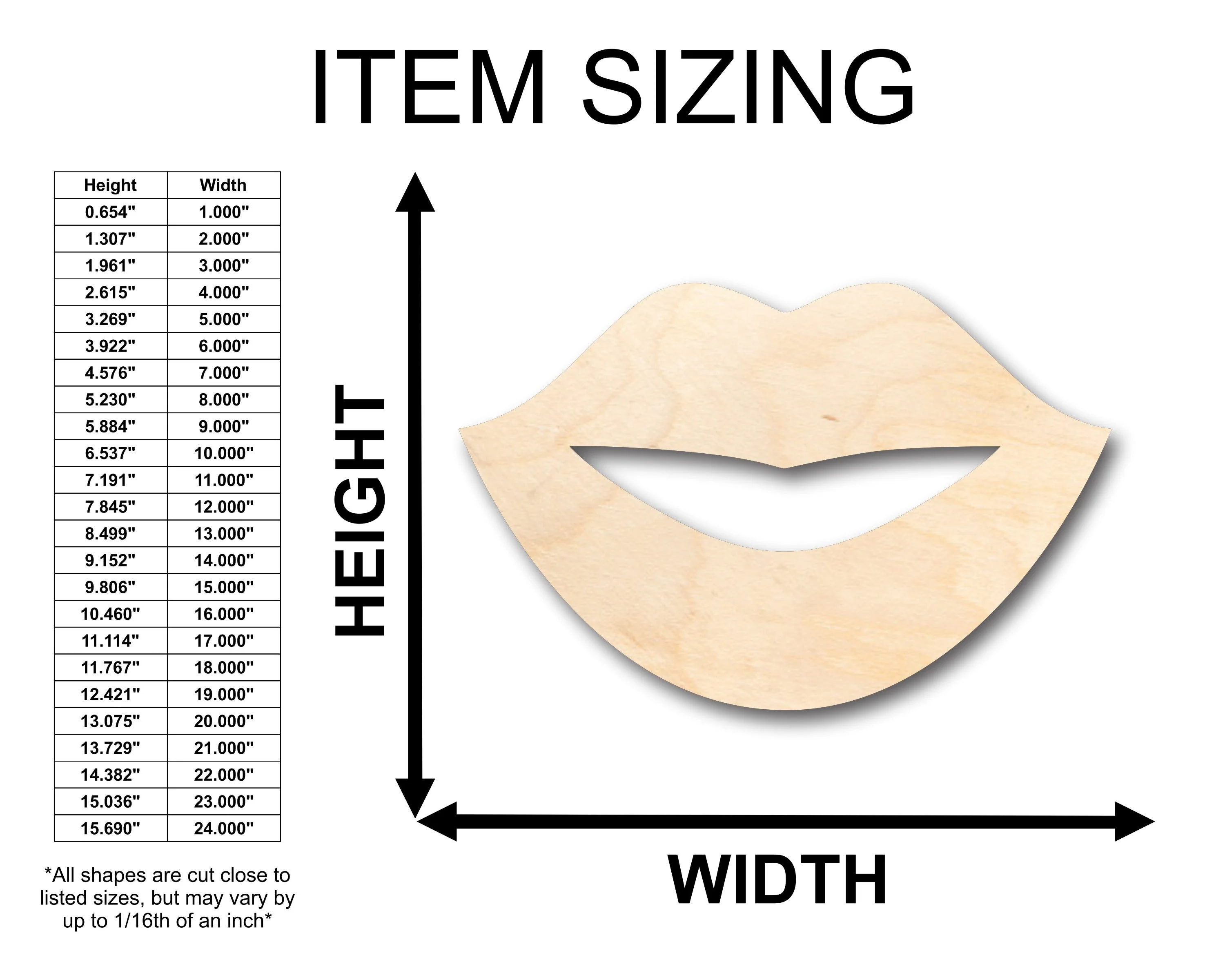 Unfinished Wood Lips Shape - Craft - up to 46" DIY - Image 2