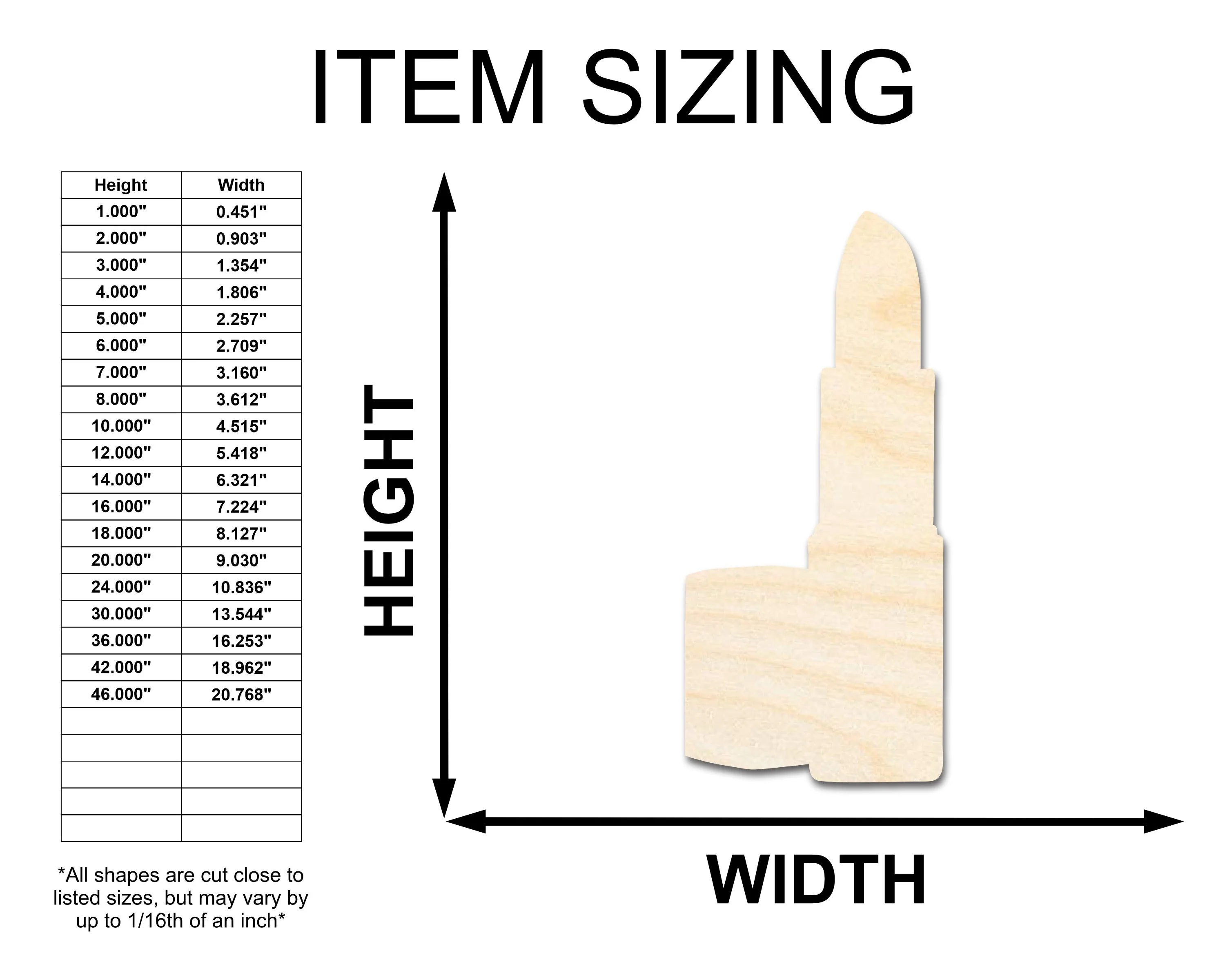 Unfinished Wood Lipstick Shape - Craft - up to 46" DIY - Image 2