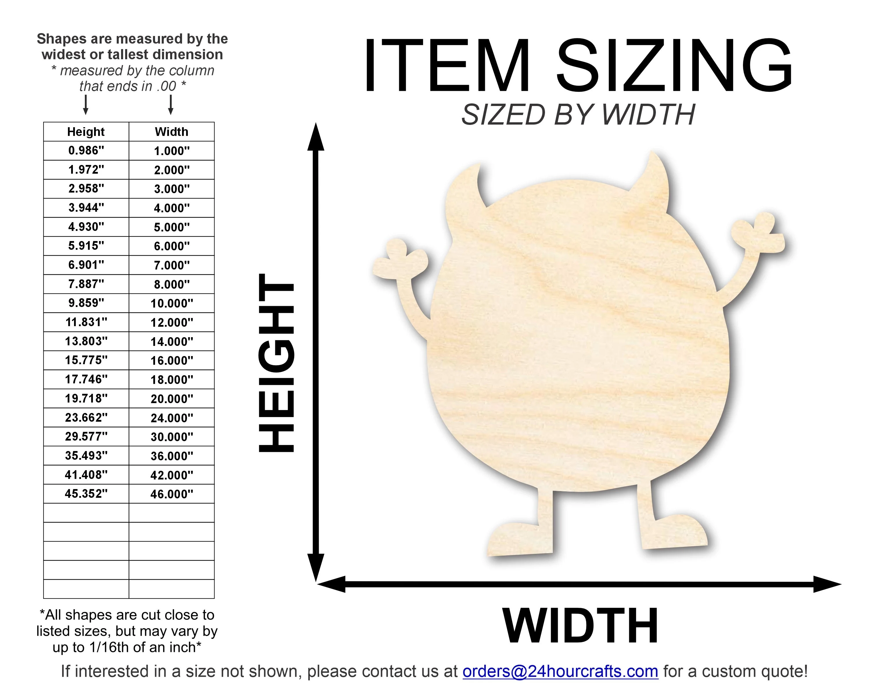 Unfinished Wood Little Monster Shape | DIY Craft Cutout | up to 46" DIY - Image 2