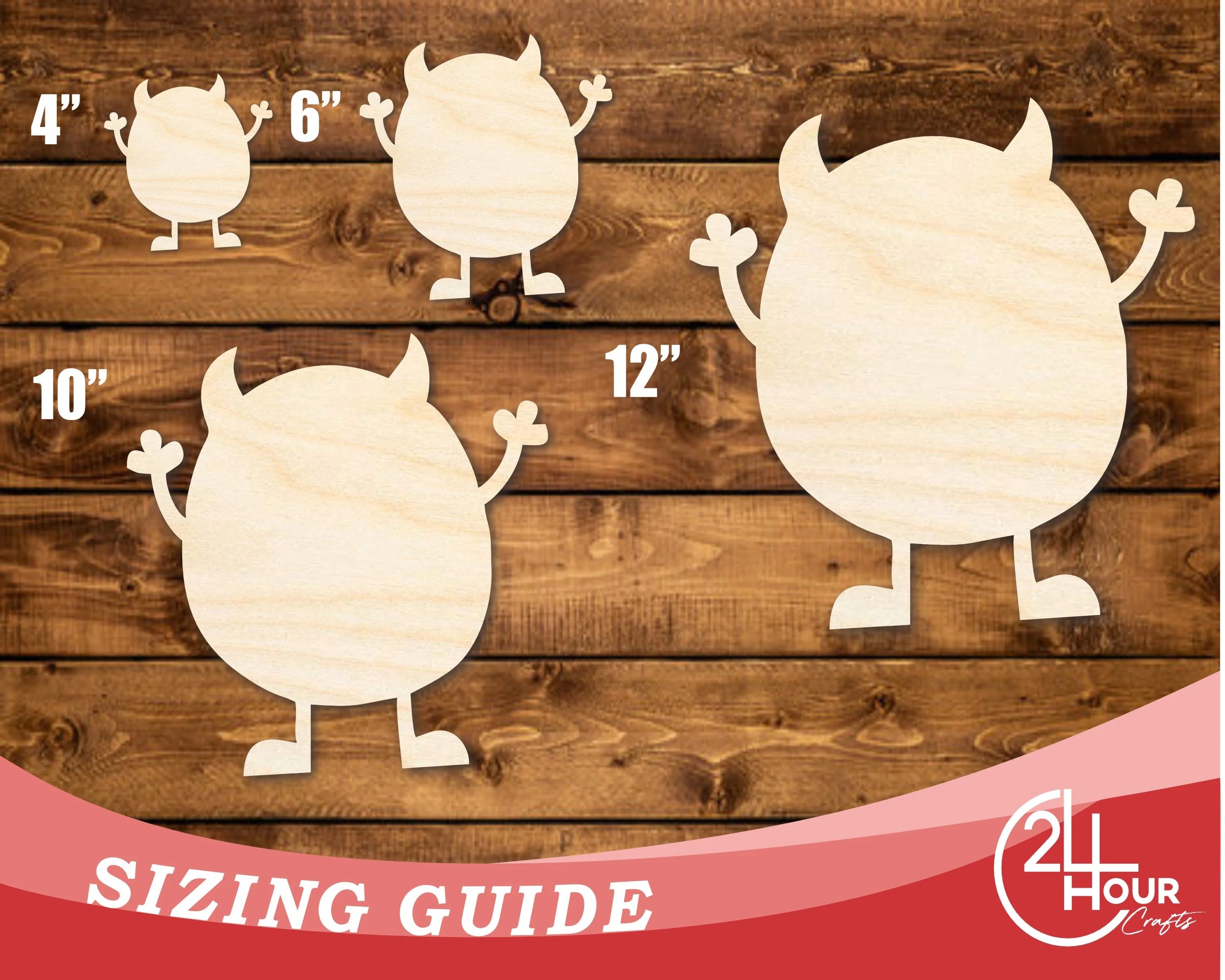 Unfinished Wood Little Monster Shape | DIY Craft Cutout | up to 46" DIY - Image 3