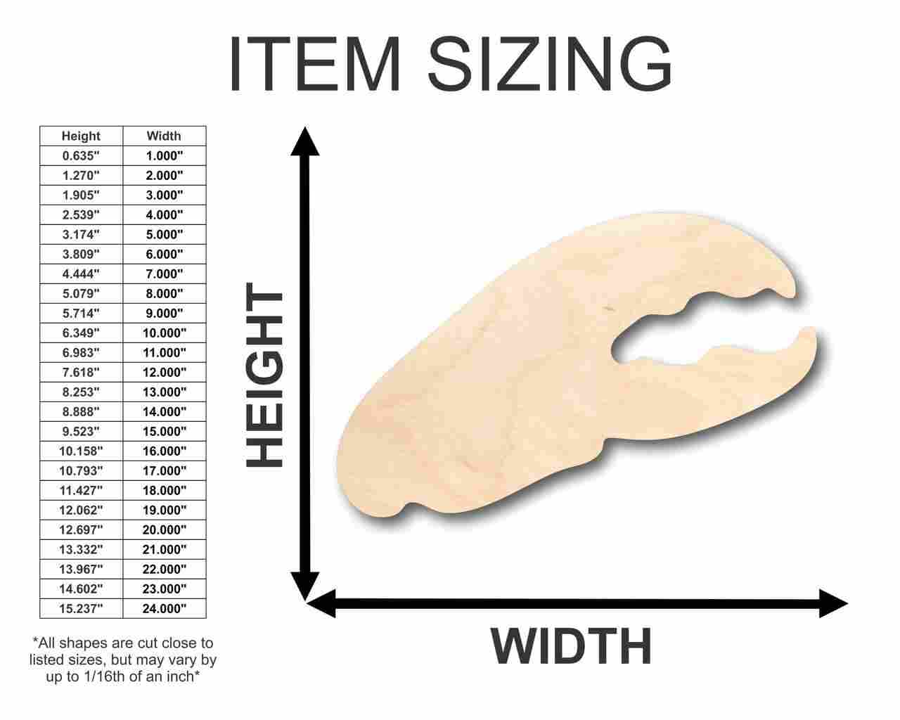 Unfinished Wood Lobster Claw Shape - Ocean - Nursery - Craft - up to 46" DIY - Image 2