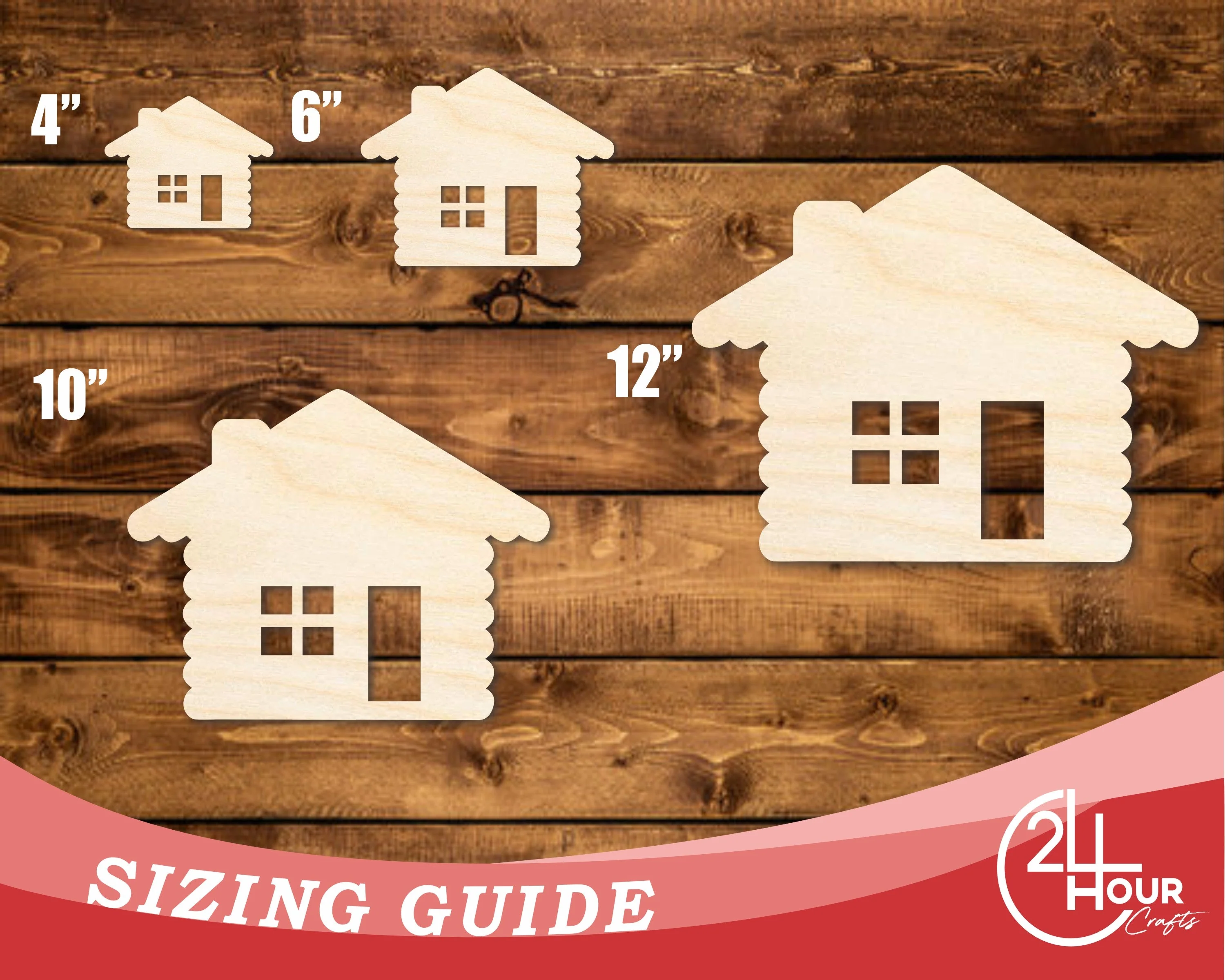 Unfinished Wood Log Cabin Shape | DIY Craft Cutout | up to 46" DIY - Image 3