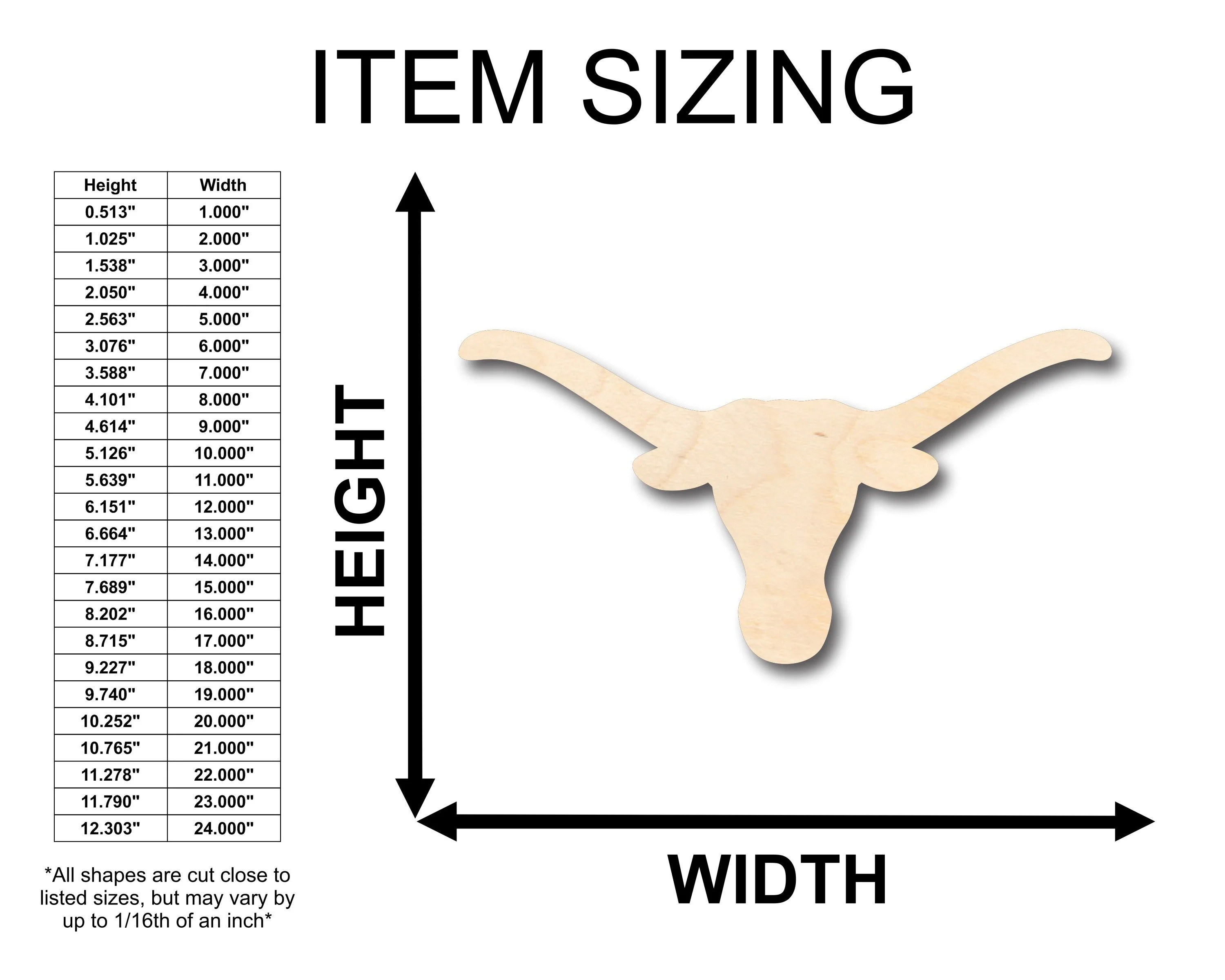 Unfinished Wood Longhorn Texas Western Shape - Craft - up to 46" DIY - Image 2