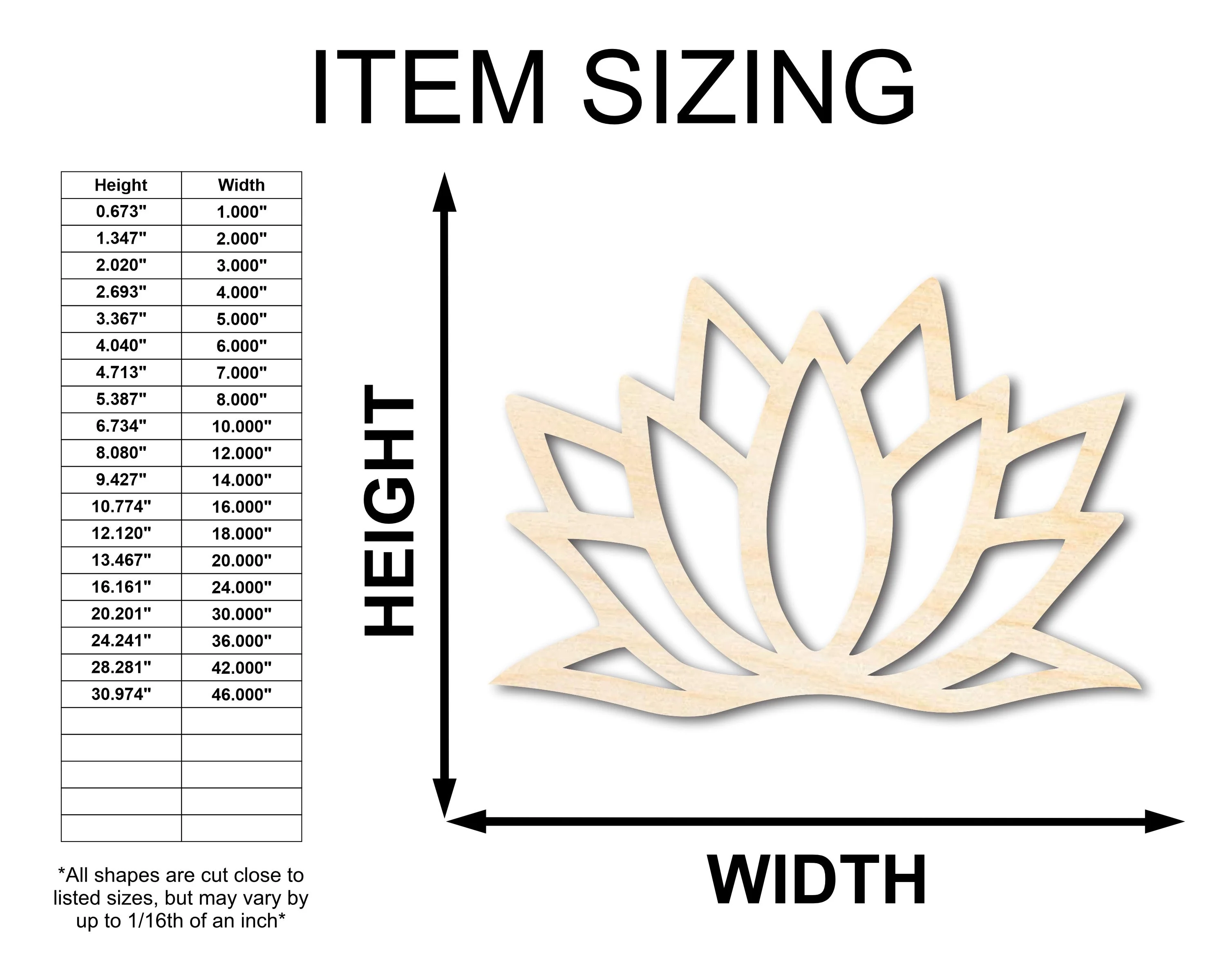 Unfinished Wood Lotus Flower Shape - Craft - up to 46" - Image 2