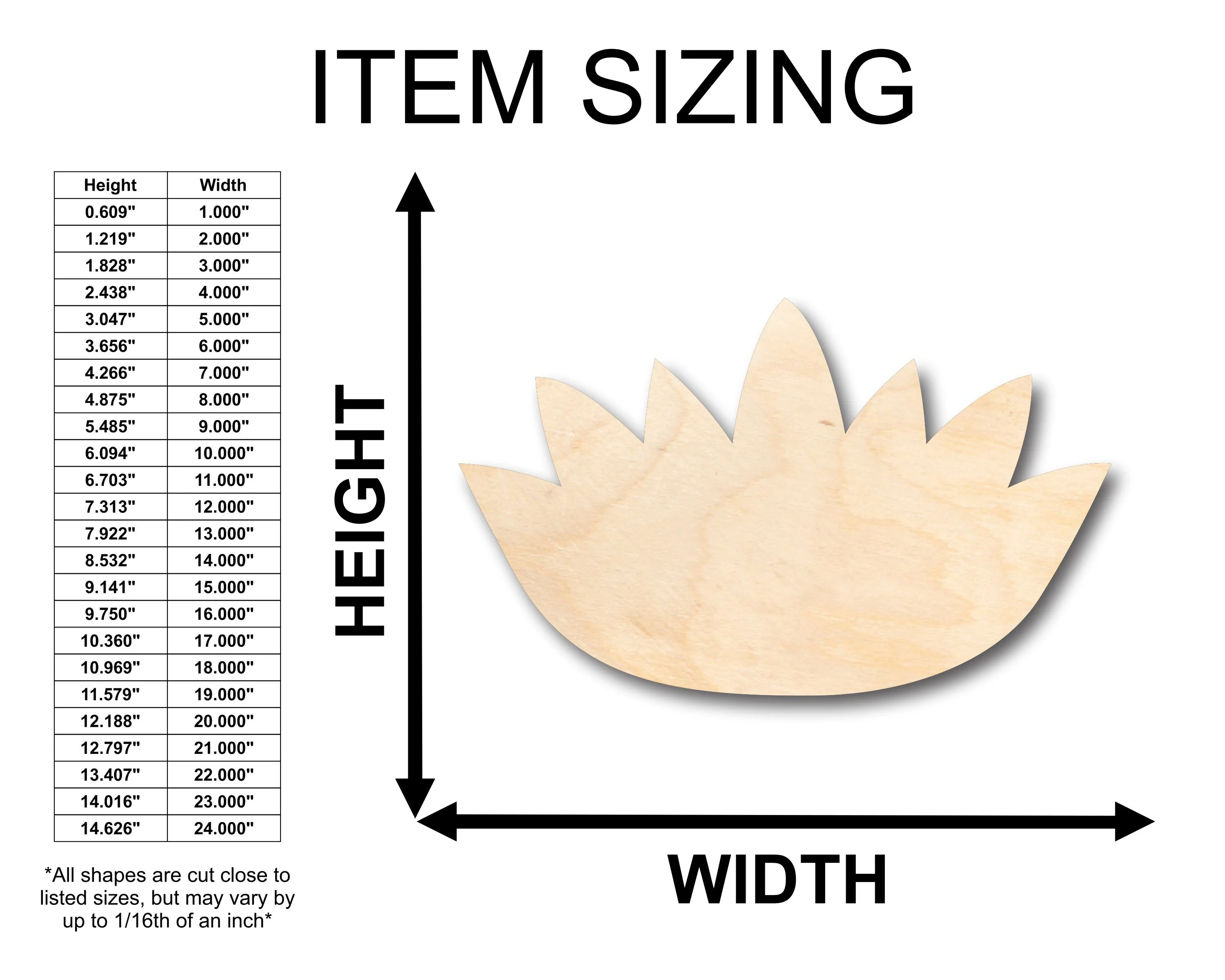 Unfinished Wood Lotus Flower Shape - Craft - up to 46" DIY - Image 2