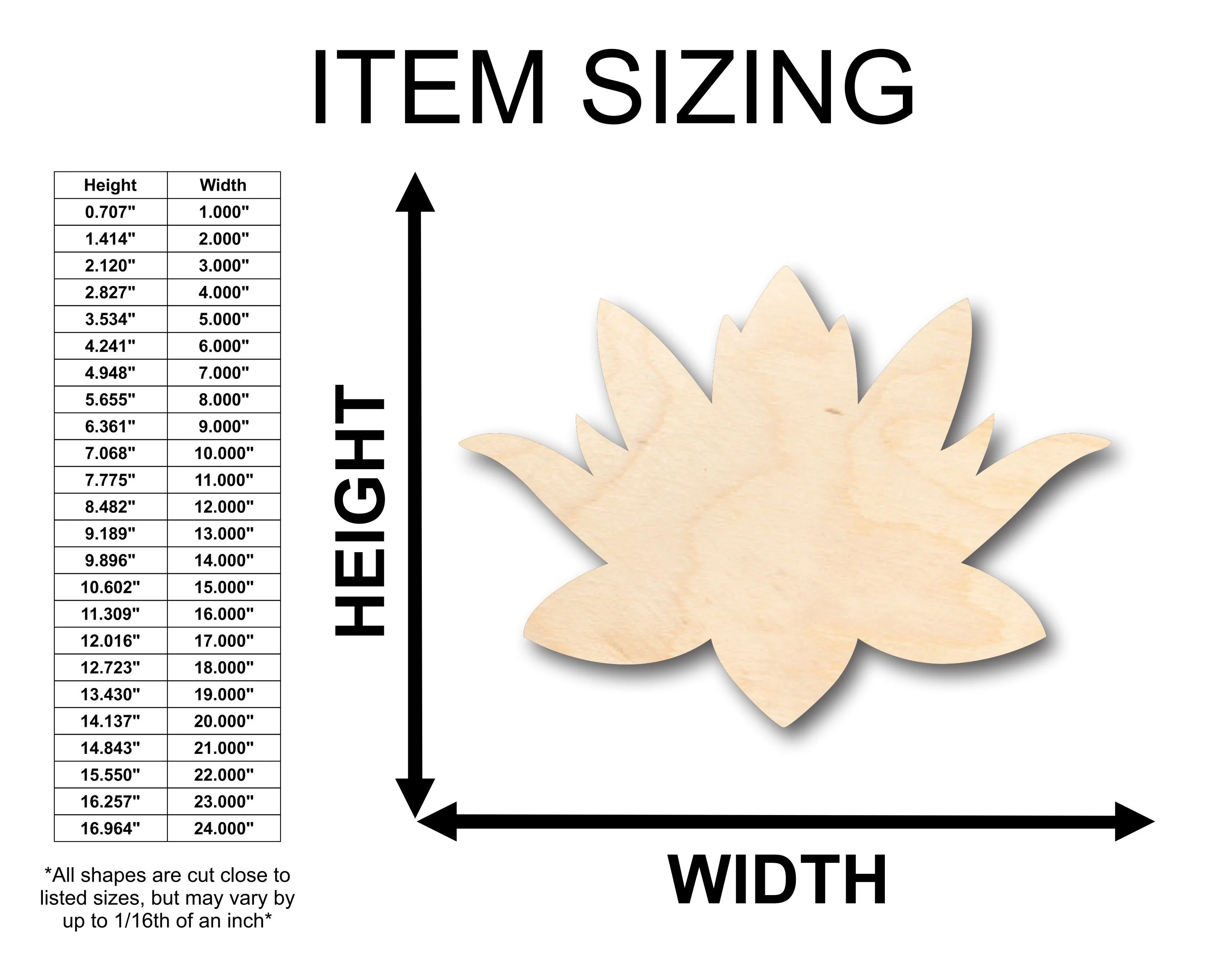 Unfinished Wood Lotus Flower Shape - Craft - up to 46" DIY - Image 2