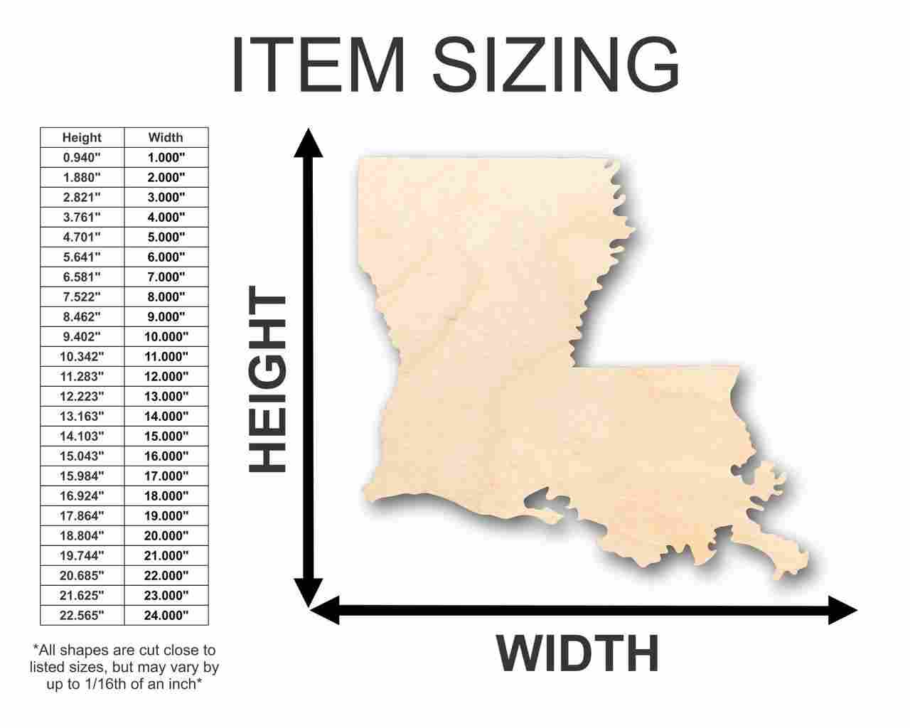 Unfinished Wood Louisiana Shape - State - Craft - up to 46" DIY - Image 2