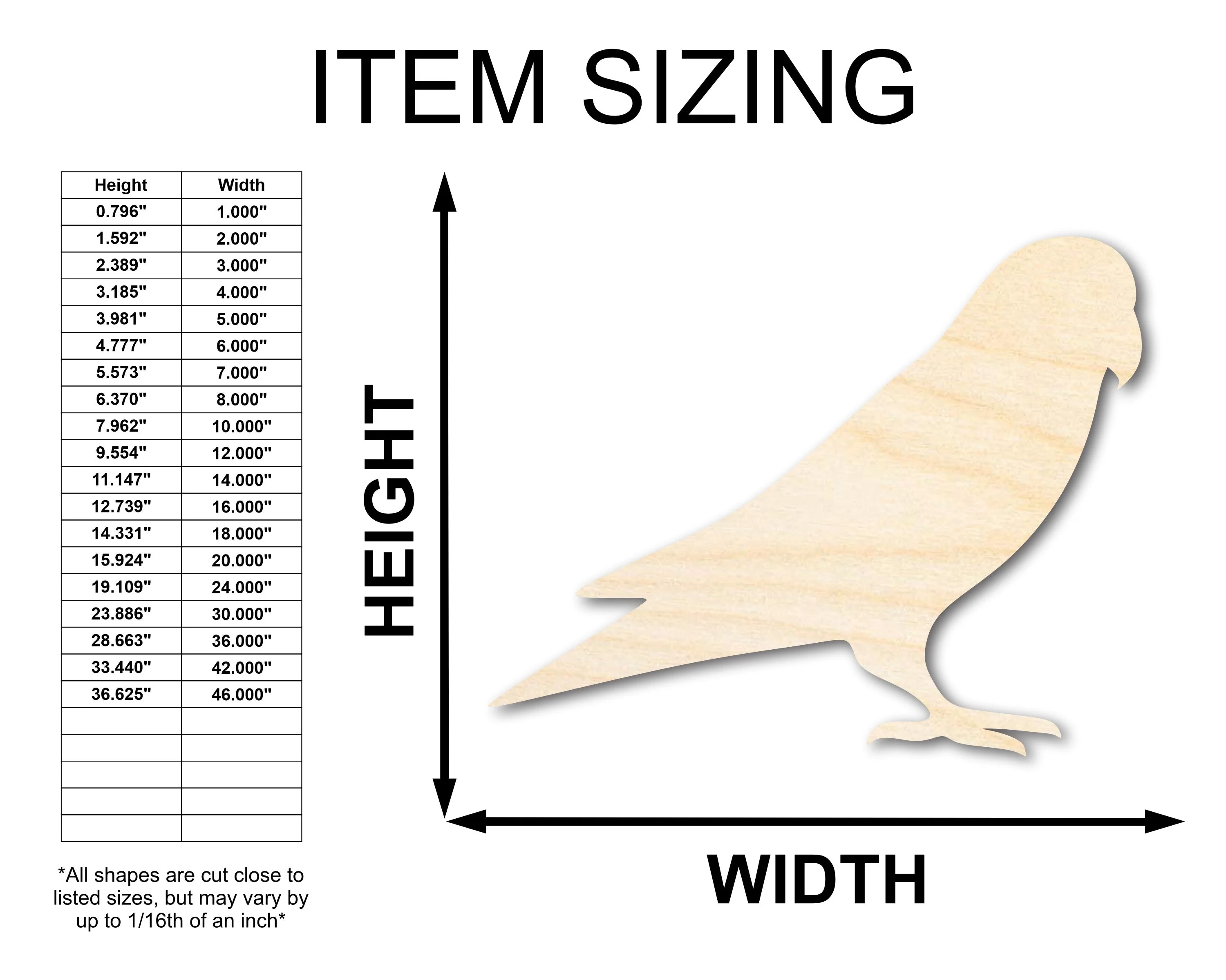 Unfinished Wood Love Bird Shape - Craft - up to 46" - Image 2