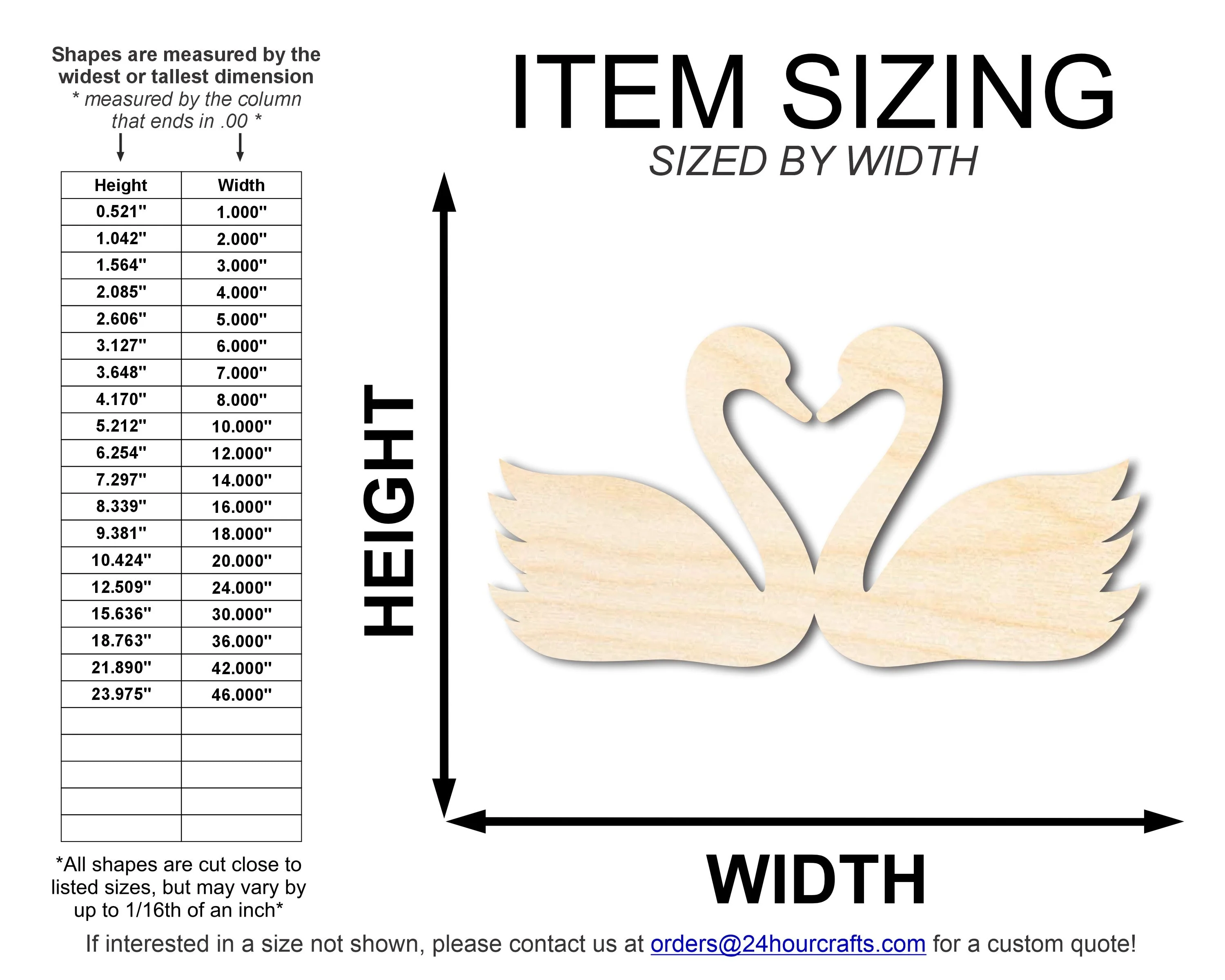 Unfinished Wood Love Swans Shape | DIY Craft Cutout | up to 46" DIY - Image 2