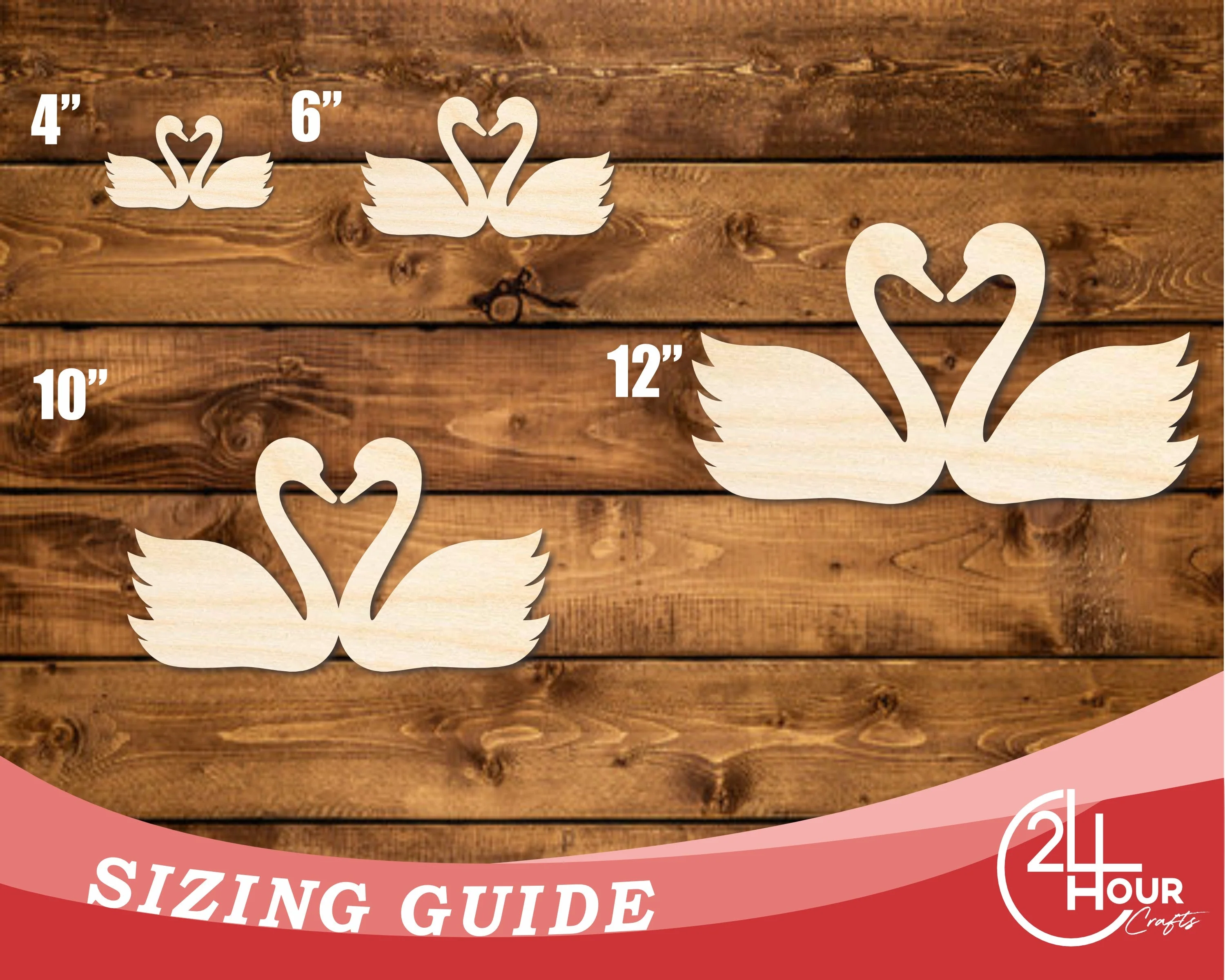 Unfinished Wood Love Swans Shape | DIY Craft Cutout | up to 46" DIY - Image 3