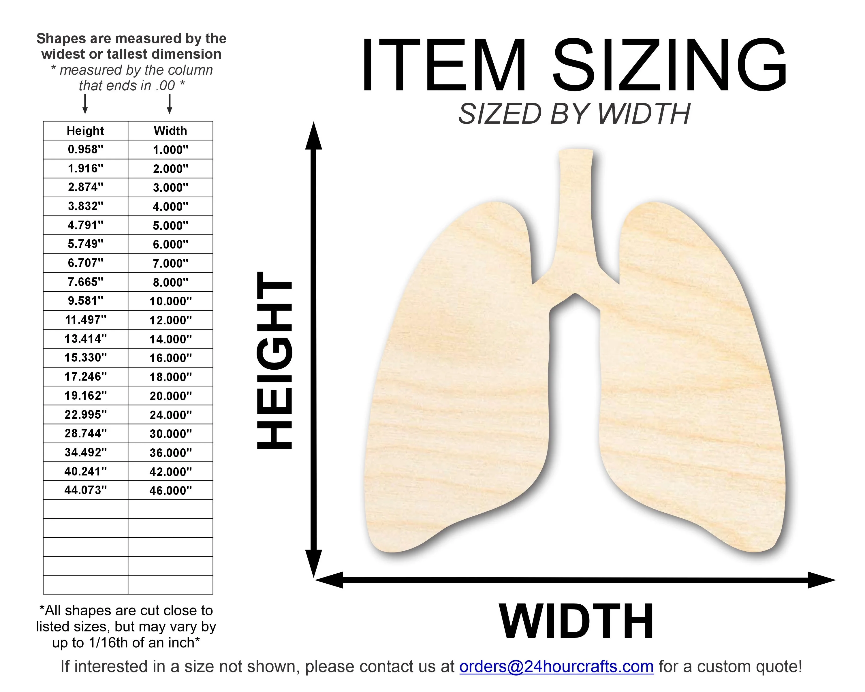 Unfinished Wood Lung Shape | DIY Craft Cutout | up to 46" DIY - Image 2